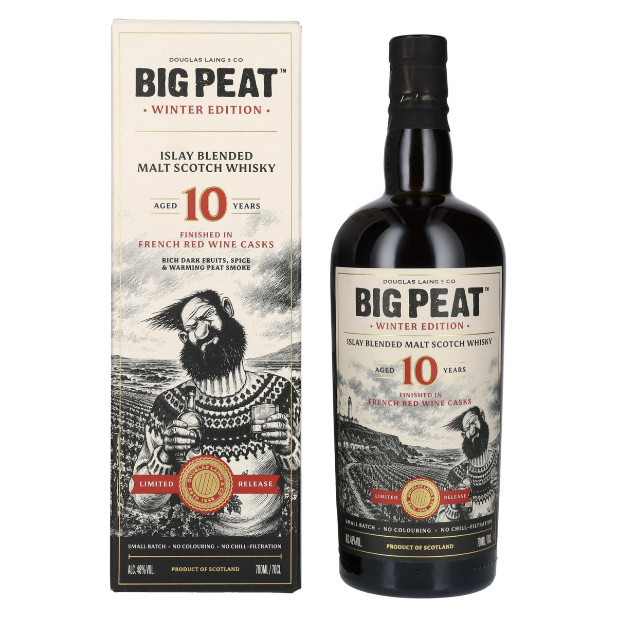 Douglas Laing BIG PEAT 10 Years Old Red Wine Cask The Winter Edition 2026 48% Vol. 0,7l in Giftbox