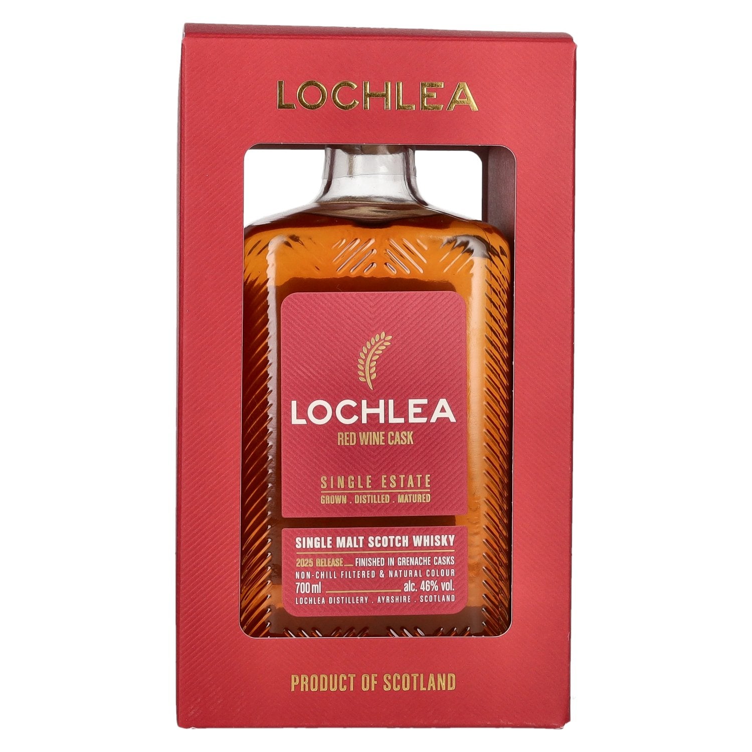 Lochlea RED WINE CASK Single Estate Single Malt Scotch Whisky Release 2025 46% Vol. 0,7l in Giftbox