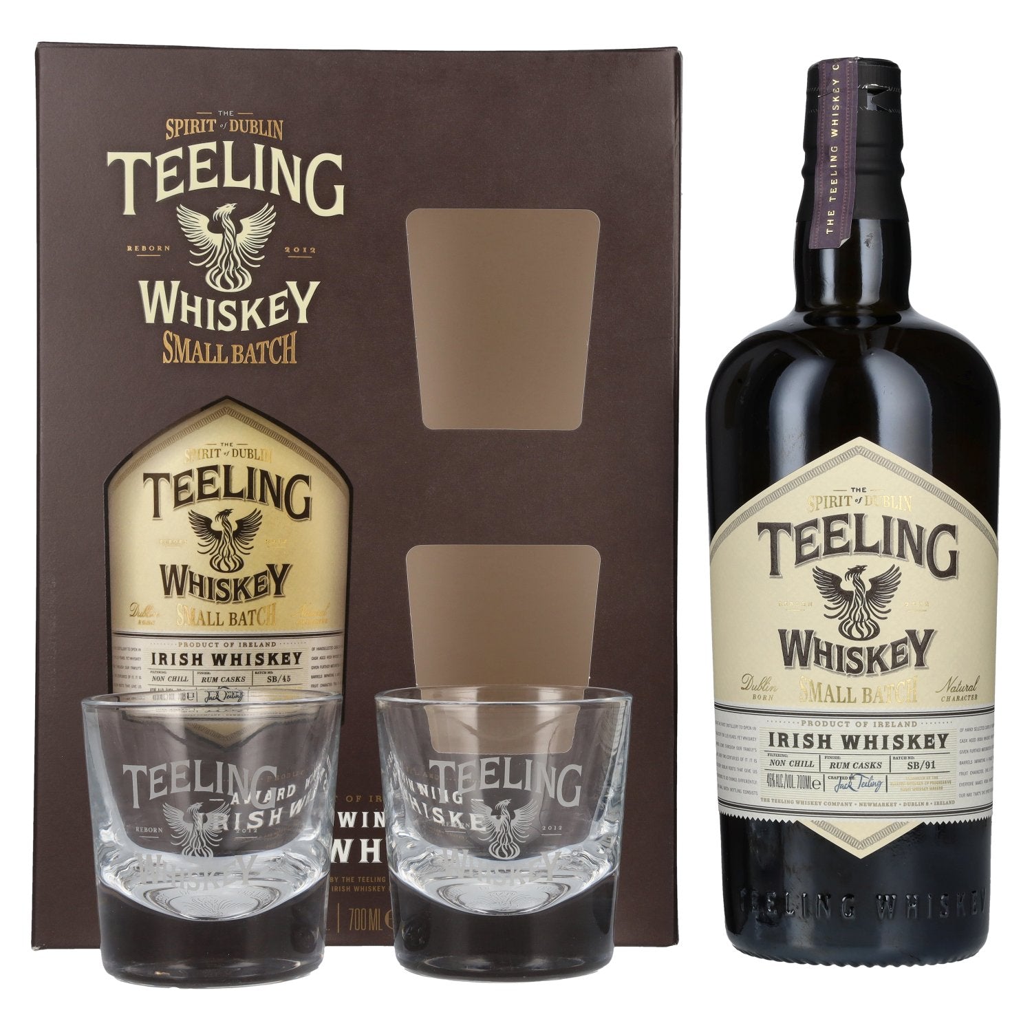 Teeling Whiskey SMALL BATCH Irish Whiskey Rum Cask 46% Vol. 0,7l in Giftbox with 2 glasses