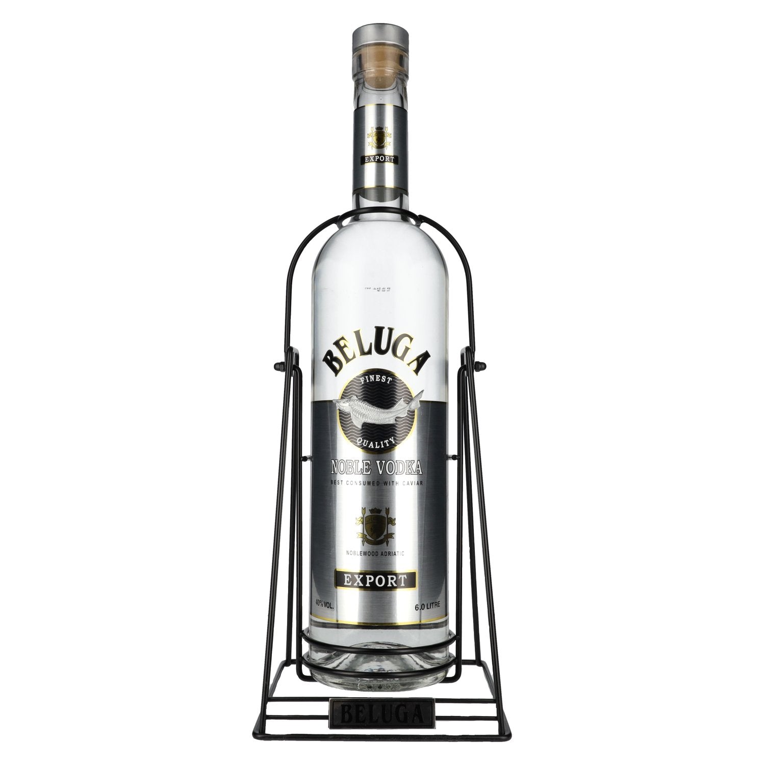 Beluga Noble Vodka EXPORT Montenegro 40% Vol. 3l with Schwenkstaender