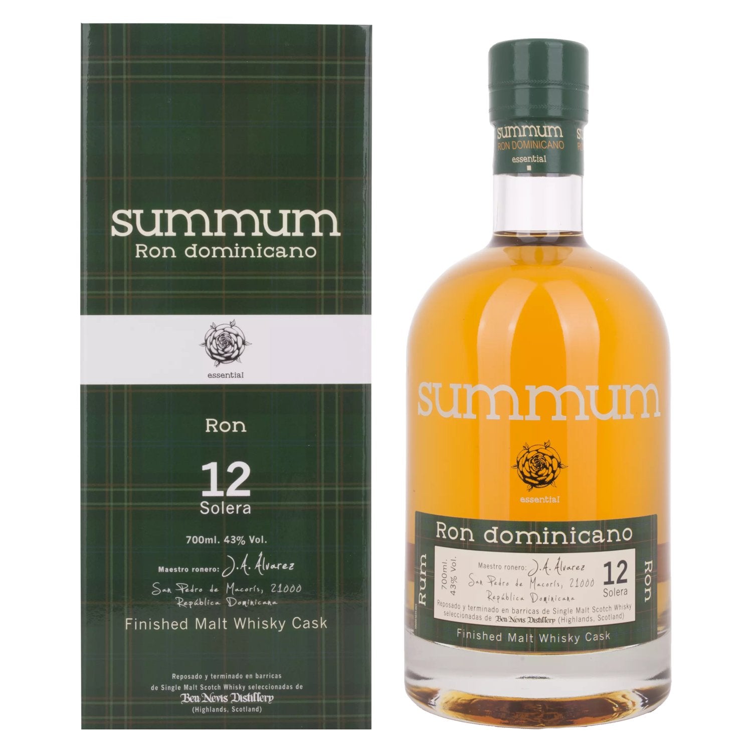 Ron Summum 12 Solera Ron Dominicano MALT WHISKY CASK FINISH 43% Vol. 0,7l in Giftbox