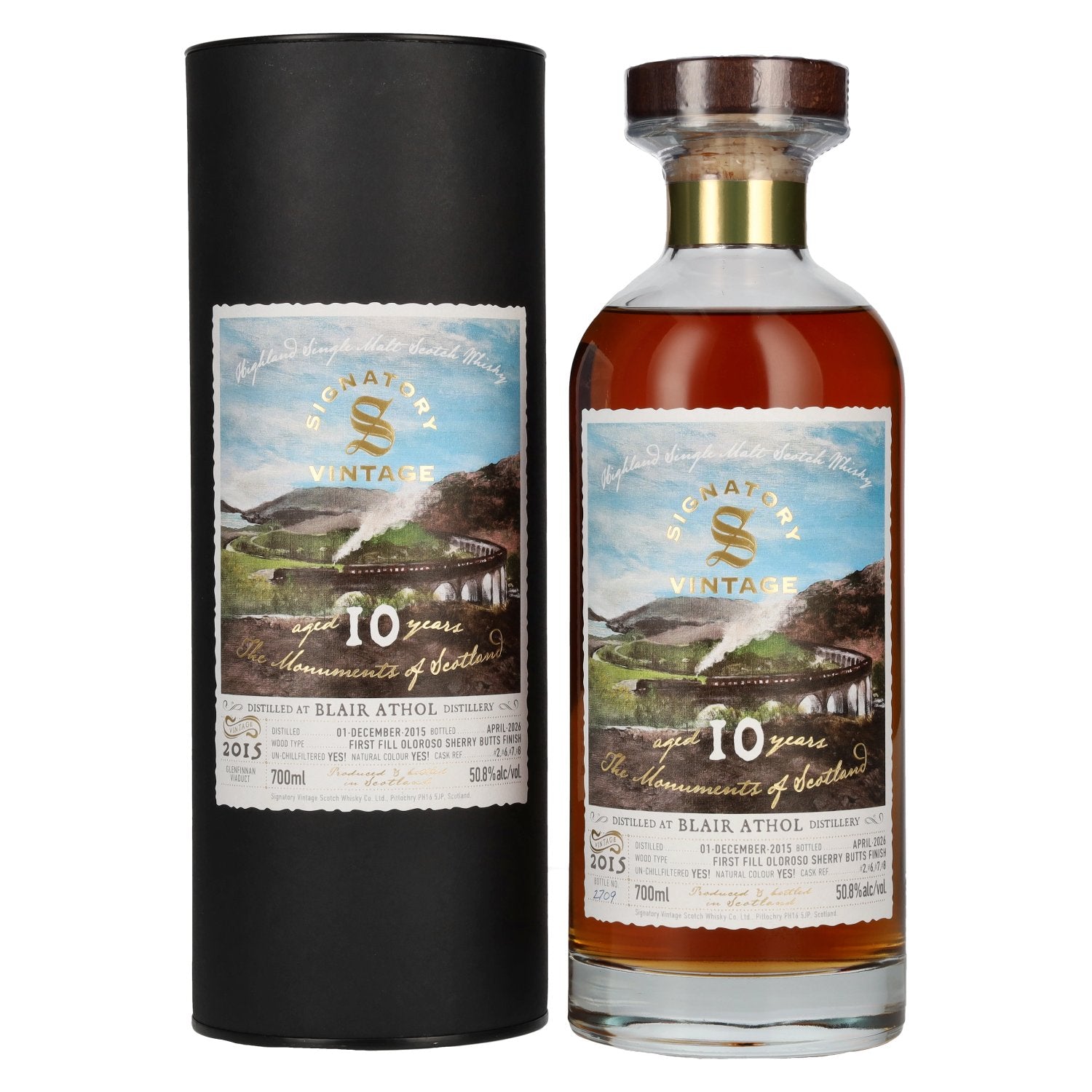 Signatory Vintage BLAIR ATHOL 10 Years Old 1st Fill Oloroso Sherry Butt Monuments 2015 50,8% Vol. 0,7l in Giftbox