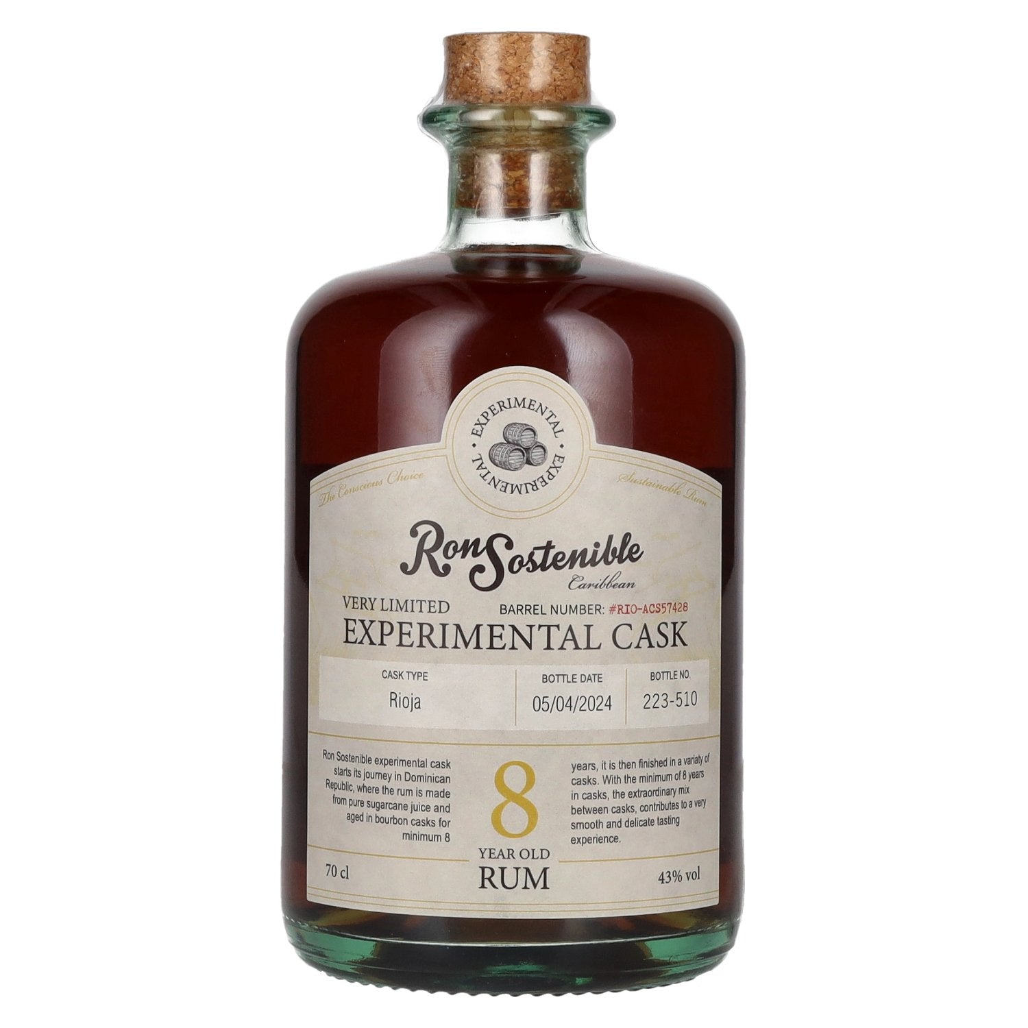 Ron Sostenible 8 Years Old Experimental Rioja Cask 43% Vol. 0,7l