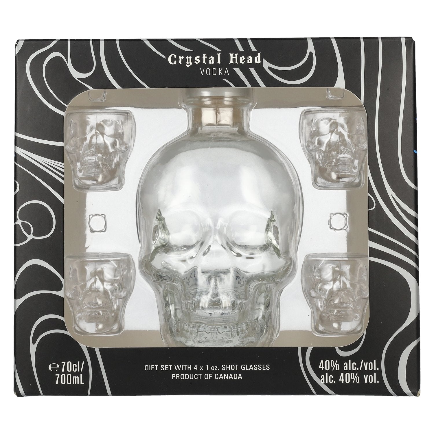 Crystal Head Vodka 40% Vol. 0,7l in Giftbox with 4 Shotglaesern