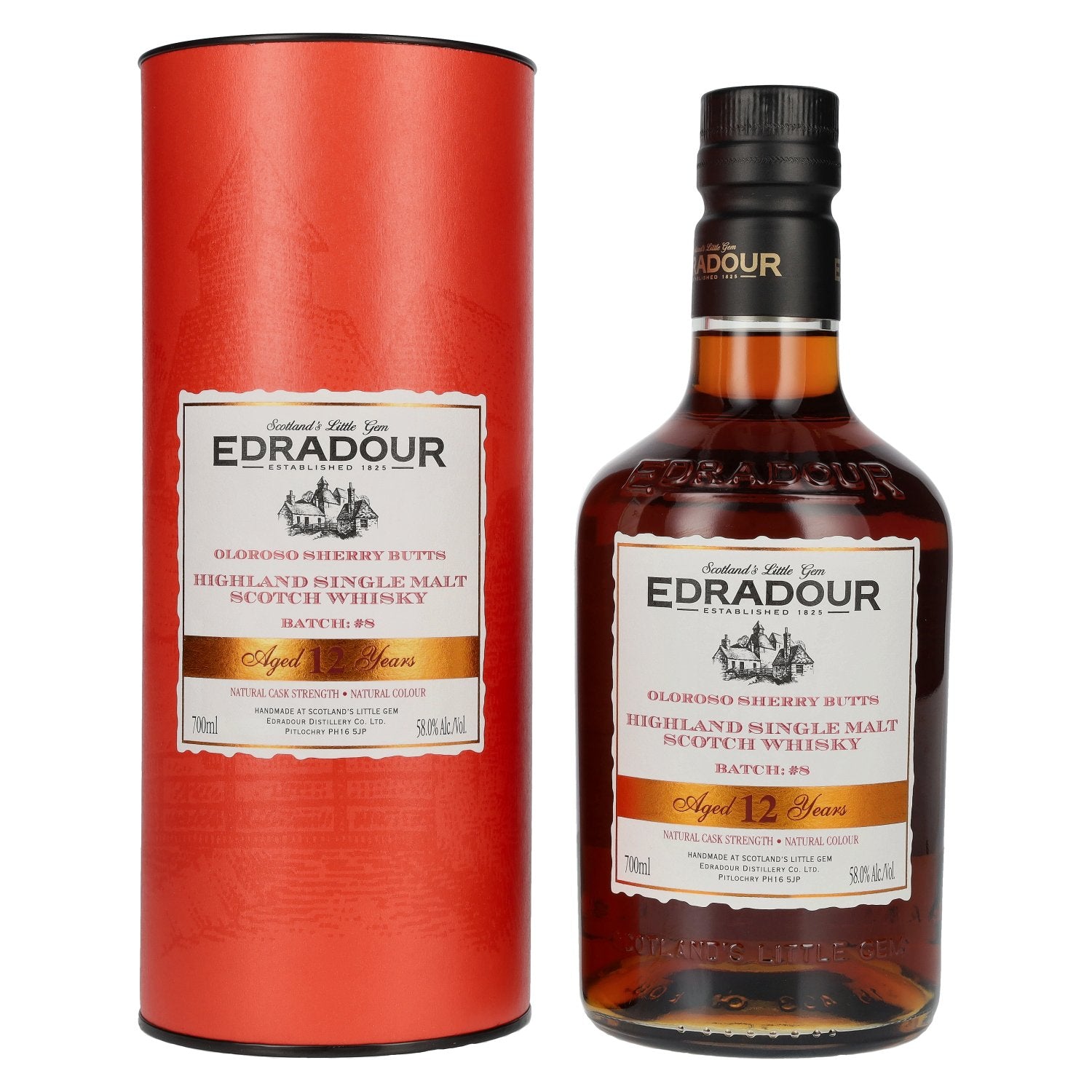Edradour 12 Years Old Oloroso Sherry Single Malt Whisky Natural Cask Strength #8 58% Vol. 0,7l in Giftbox