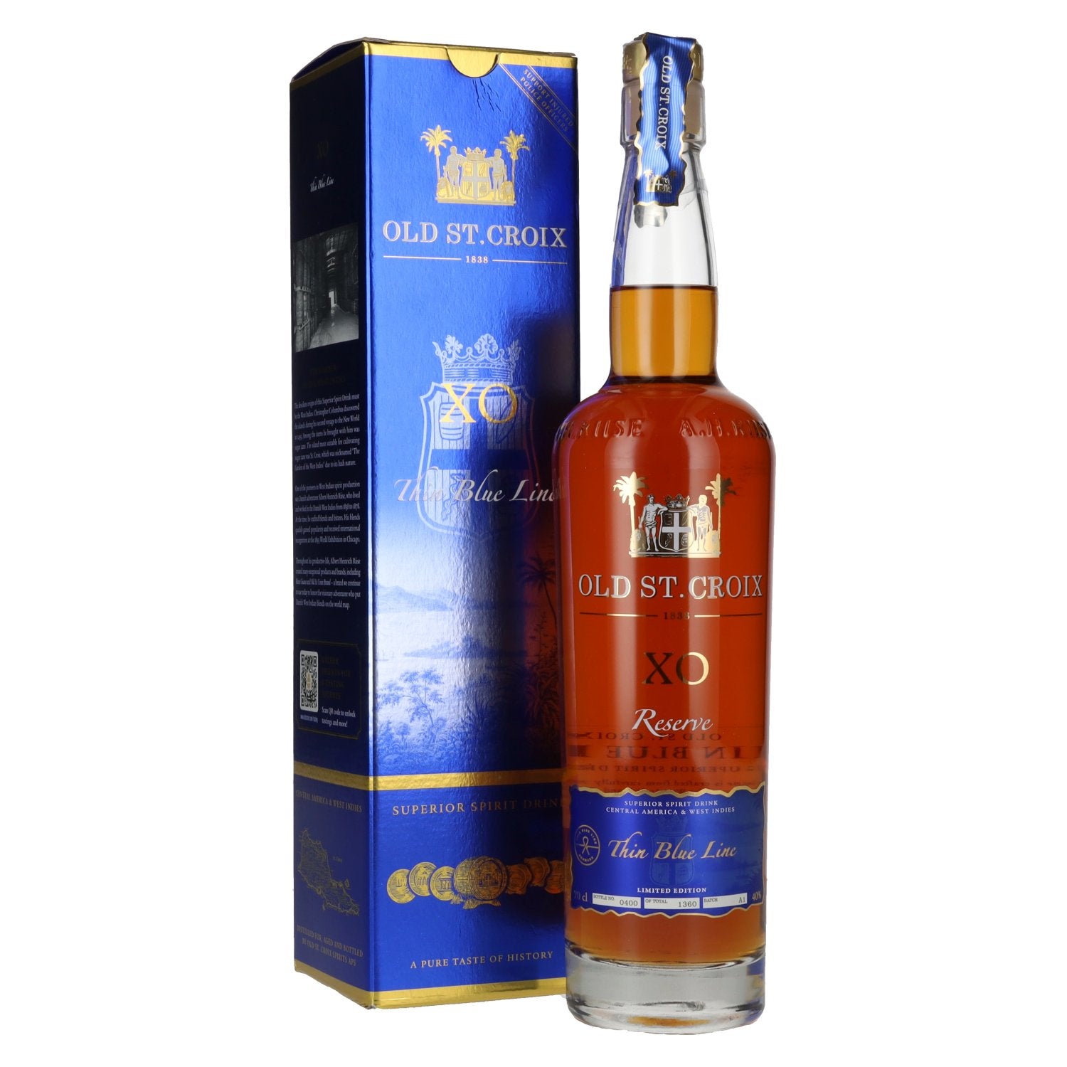 Old St. Croix A.H. Riise X.O. THE THIN BLUE LINE Spirit Drink 40% Vol. 0,7l in Giftbox