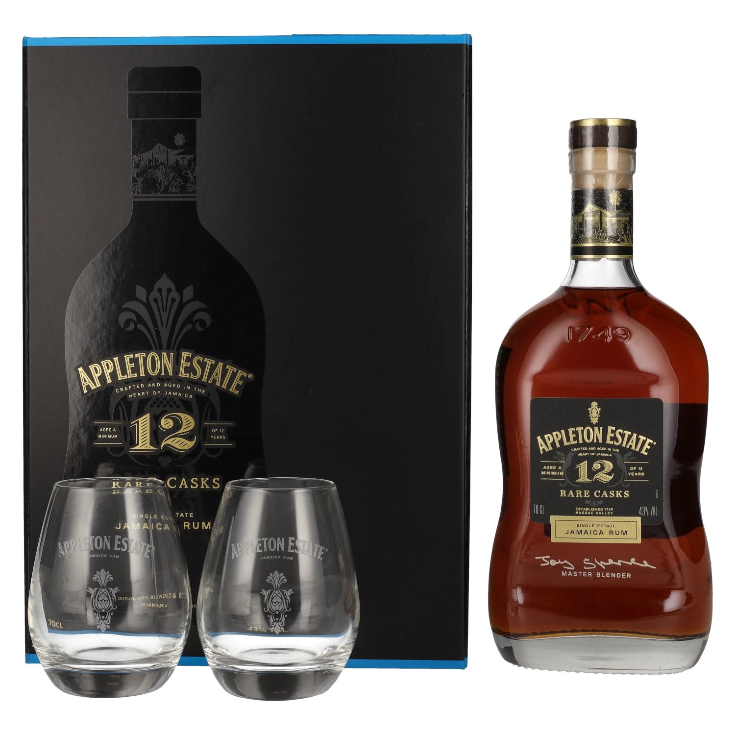 Appleton Estate 12 Years Old Rare Casks Jamaica Rum 43% Vol. 0,7l in Giftbox with 2 glasses