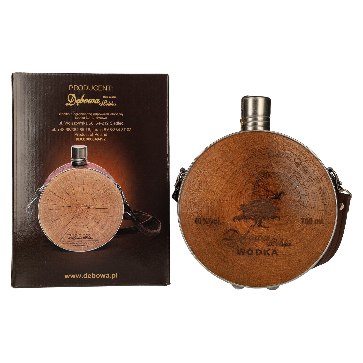 Debowa Vodka Jaegerflasche with Lederband 40% Vol. 0,7l