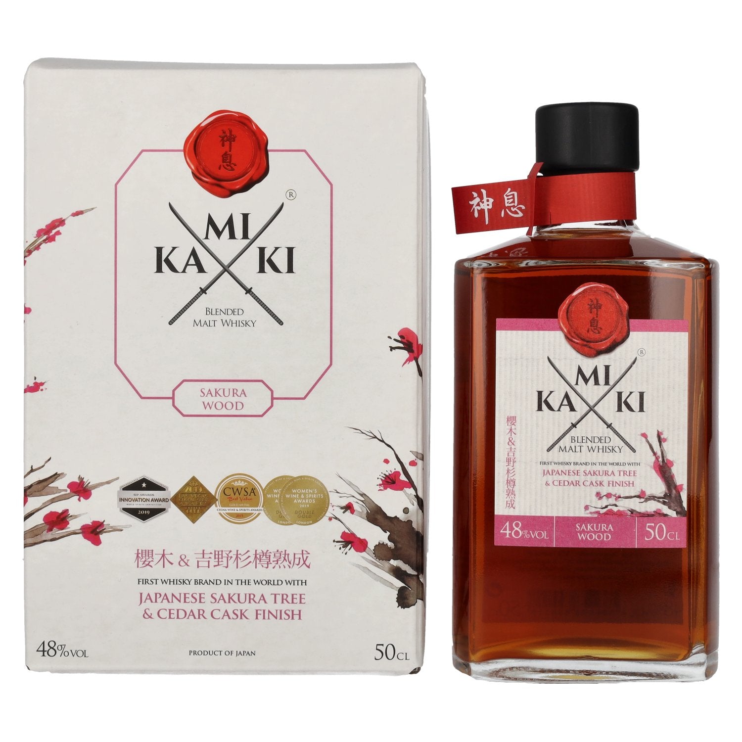 KAMIKI Blended Malt Whisky SAKURA & CEDAR Cask Finish 48% Vol. 0,5l in Giftbox