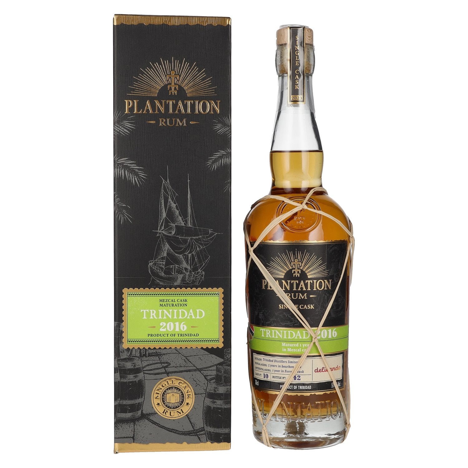Plantation Rum TRINIDAD 2016 Single Cask Mezcal Finish by delicando 2023 51,1% Vol. 0,7l in Giftbox