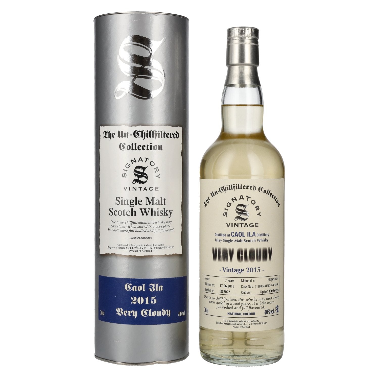 Signatory Vintage CAOL ILA VERY CLOUDY The Un-Chillfiltered 2015 40% Vol. 0,7l in Giftbox