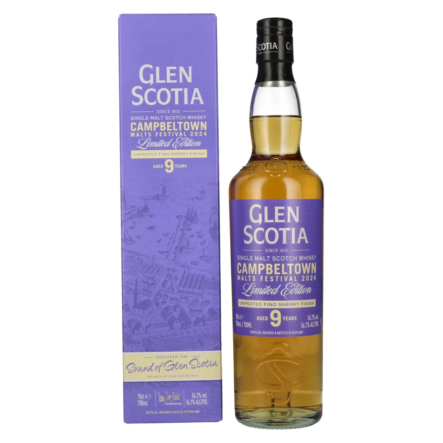 Glen Scotia 9 Years Old Campbeltown MALTS FESTIVAL Unpeated Fino Sherry Finish 2024 56,2% Vol. 0,7l in Giftbox