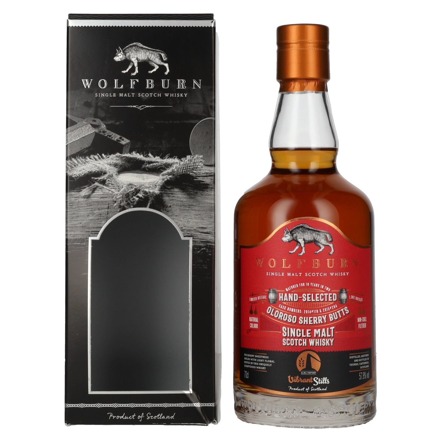 Wolfburn VIBRANT STILLS 10 Years Old Oloroso Sherry Butts 57,8% Vol. 0,7l in Giftbox