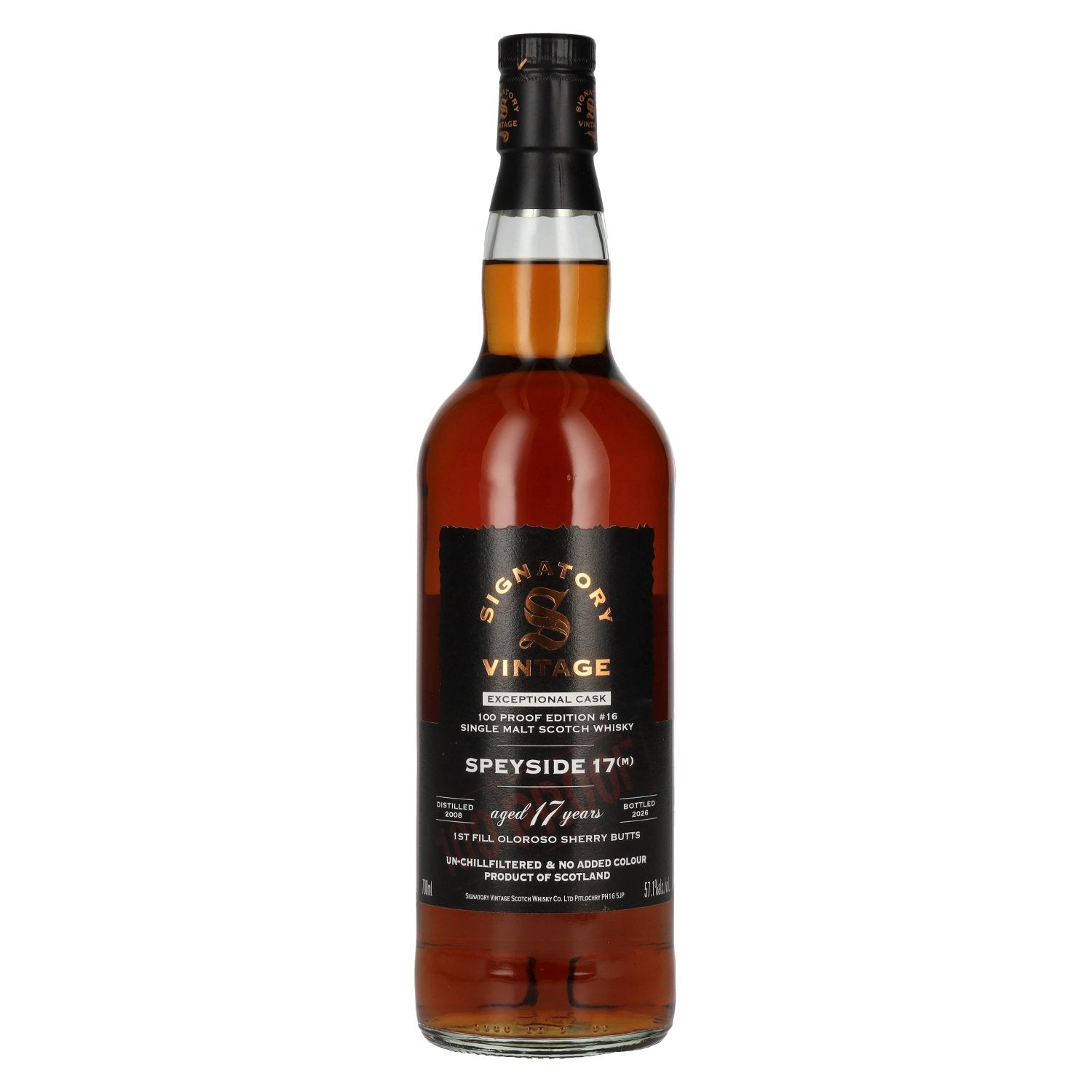 Signatory Vintage 100 Proof Edition SPEYSIDE (M) 17 Years Old Single Malt #16 2008 57,1% Vol. 0,7l