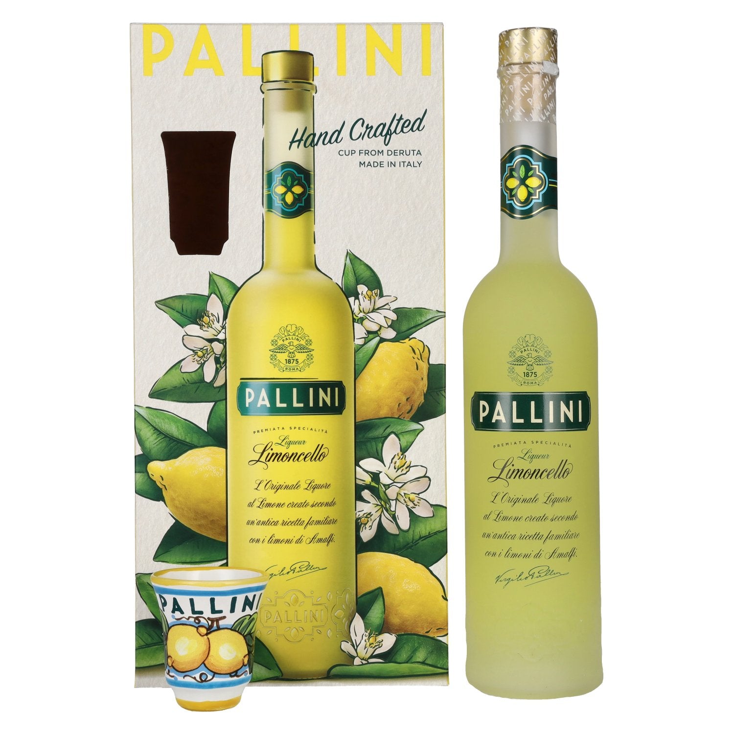 Pallini Limoncello Liqueur 26% Vol. 0,5l in Giftbox with Keramik-Becher