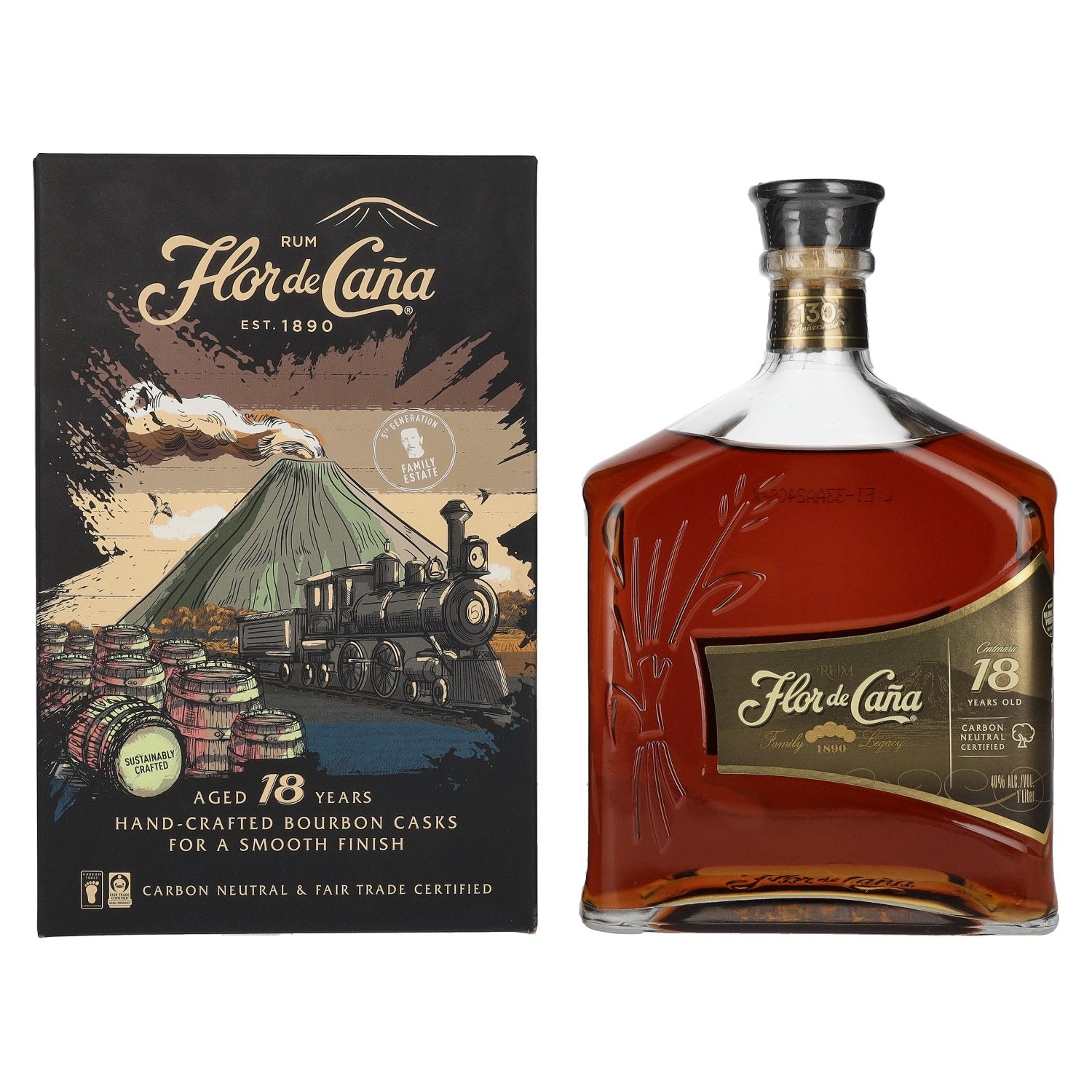 Flor de Cana Centenario 18 Years Old Slow Aged Single Estate Rum 40% Vol. 1l in Giftbox