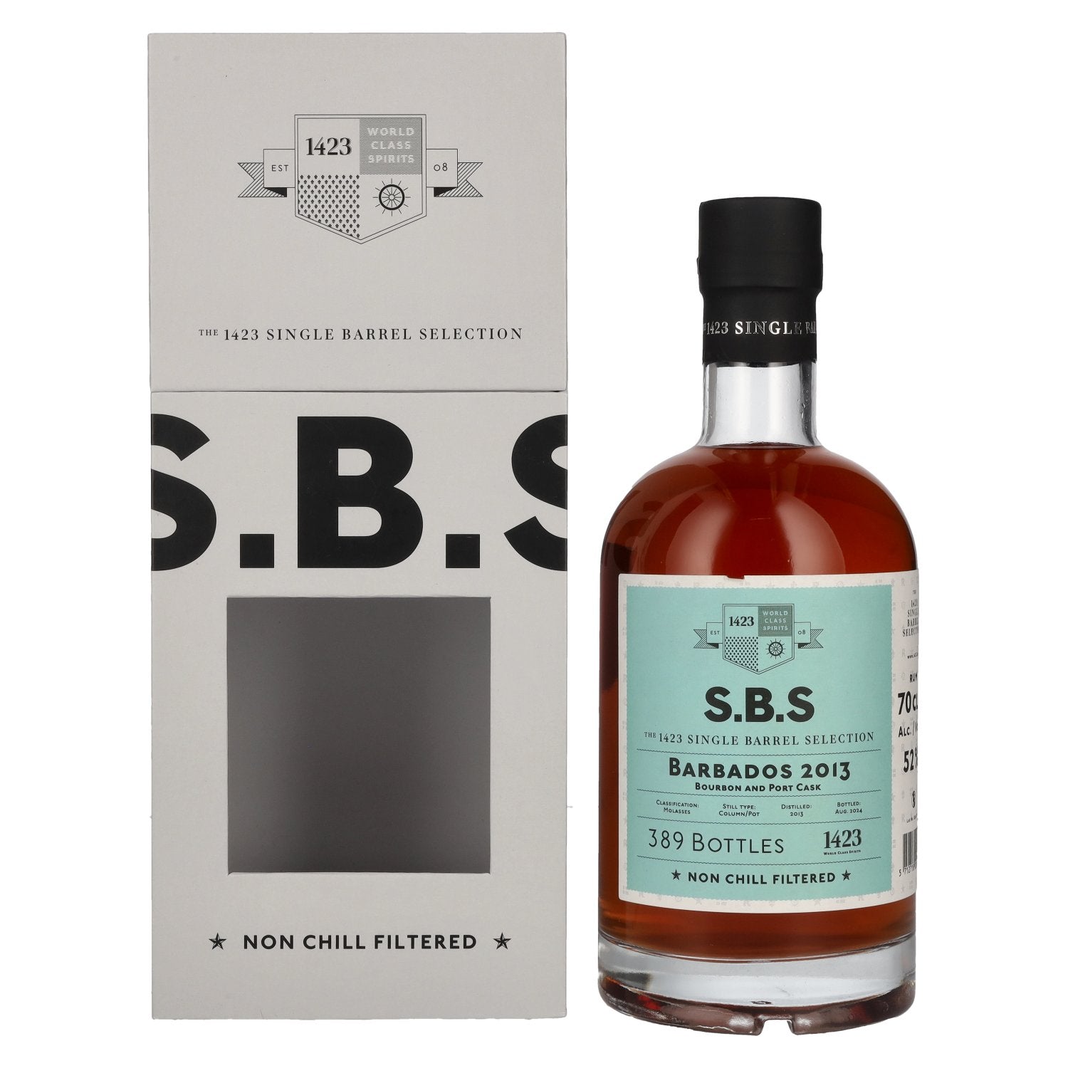 1423 S.B.S BARBADOS Bourbon and Port Cask 2013 52% Vol. 0,7l in Giftbox