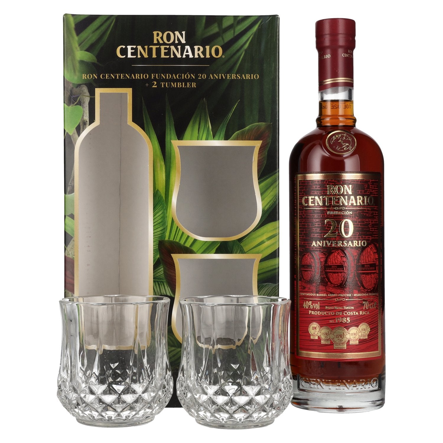 Ron Centenario FUNDACION 20 Sistema Solera Rum 40% Vol. 0,7l in Giftbox with 2 Tumbler