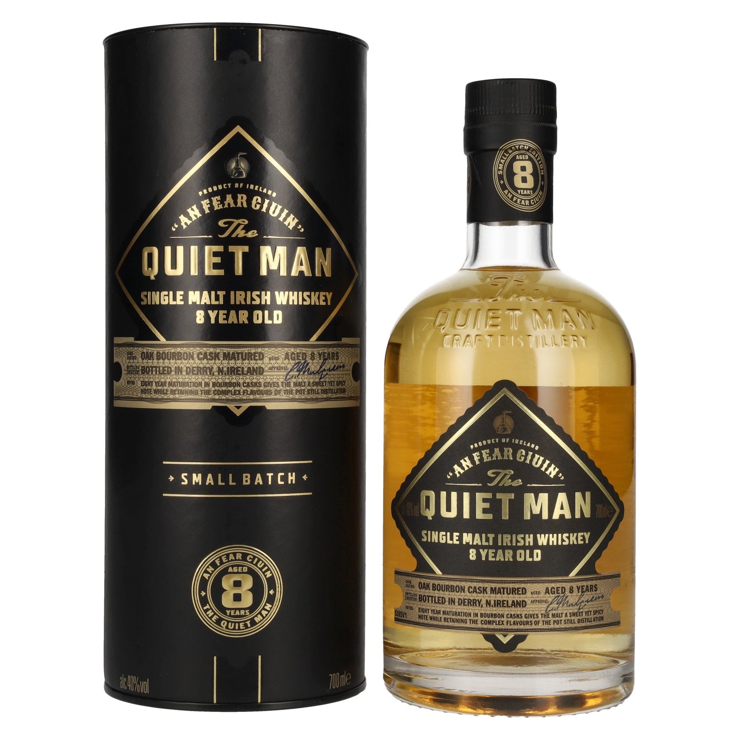 The Quiet Man AN FEAR CIUIN 8 Year Old Single Malt Irish Whiskey 40% Vol. 0,7l in Giftbox