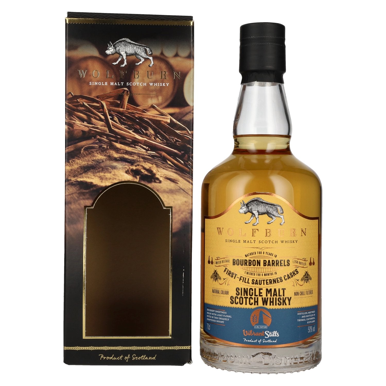 Wolfburn VIBRANT STILLS 8 Years Old First-Fill Sauternes Casks 2016 50% Vol. 0,7l in Giftbox