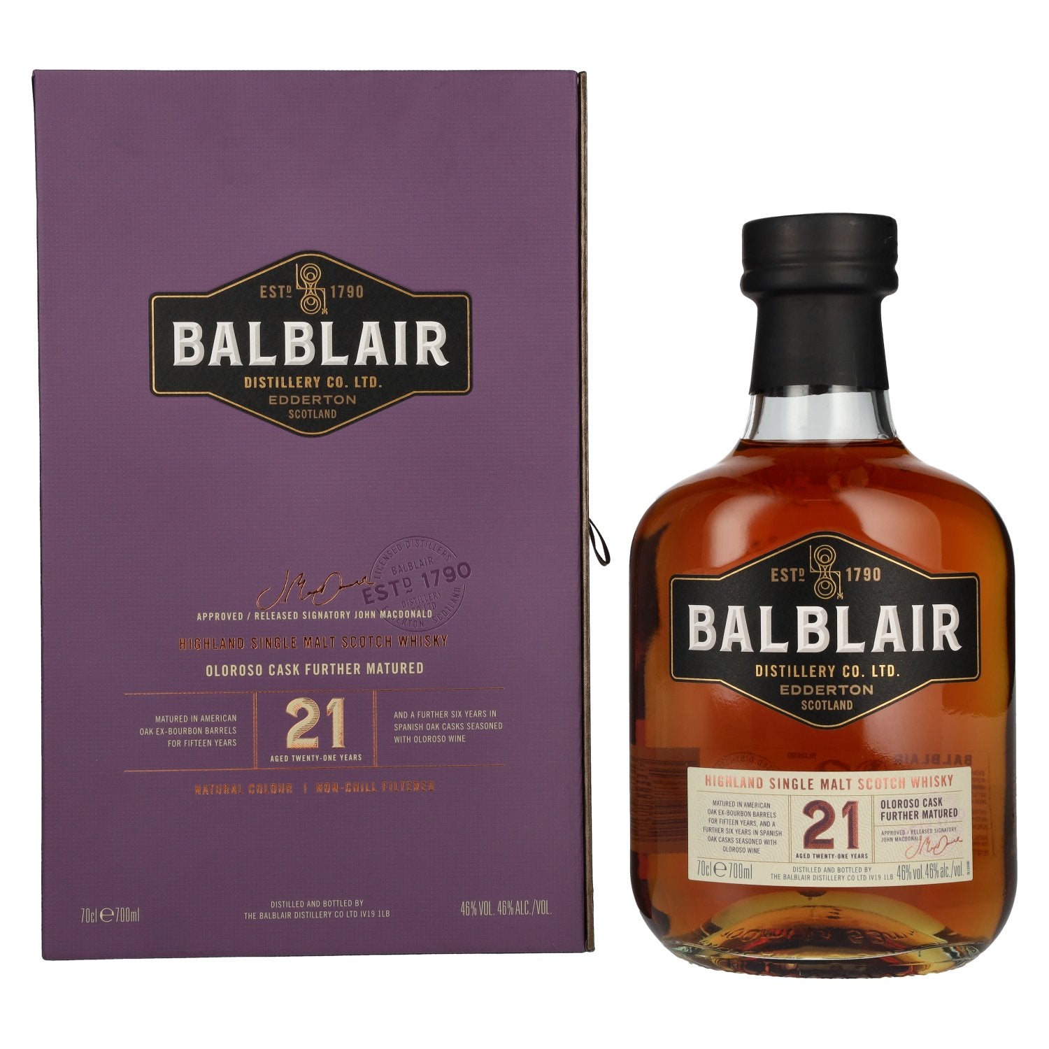 Balblair 21 Years Old Highland Oloroso Cask Single Malt 46% Vol. 0,7l in Giftbox