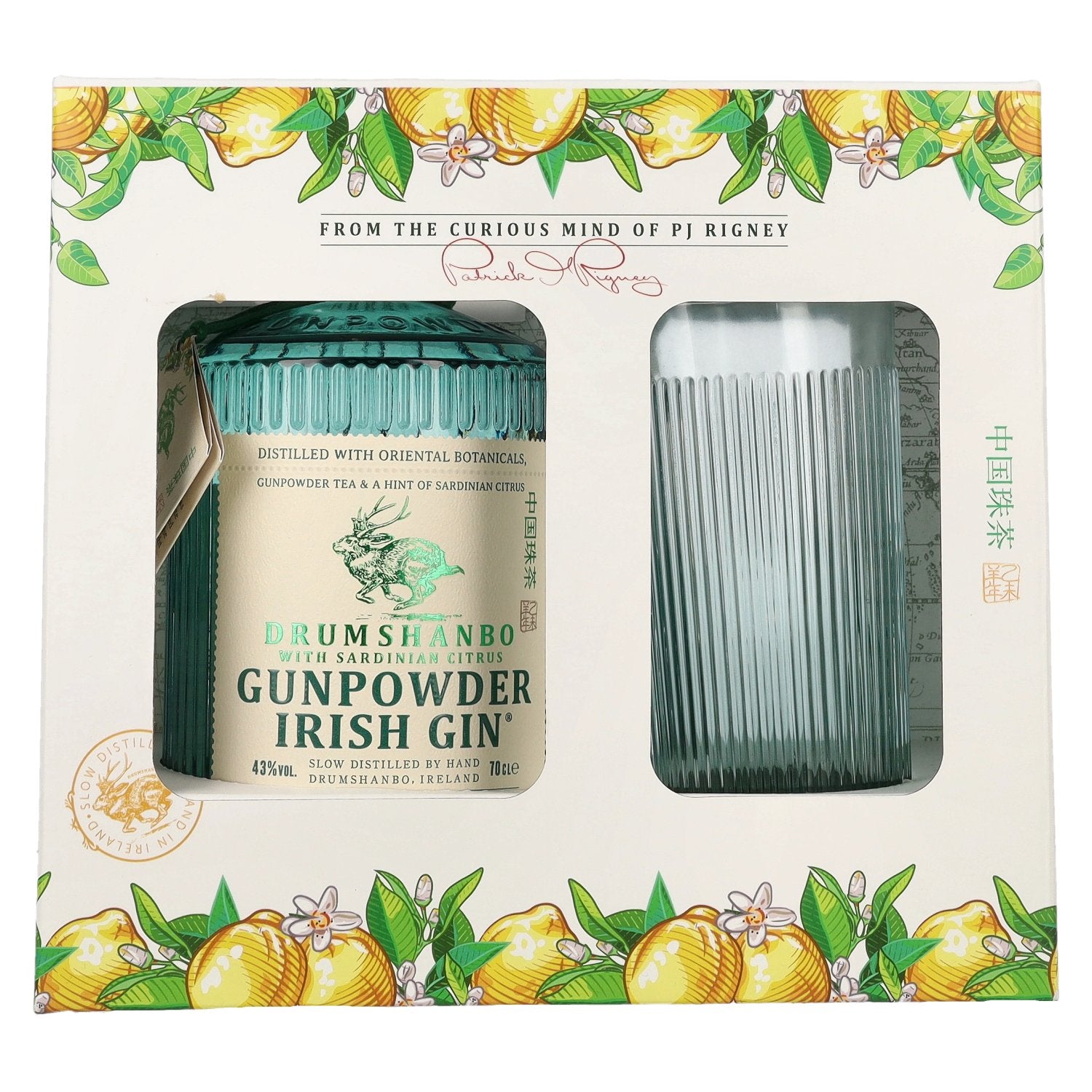 Drumshanbo Gunpowder Irish Gin with Sardinian Citrus 43% Vol. 0,7l in Giftbox with glass