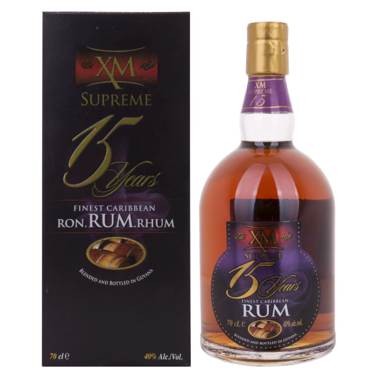 XM SUPREME 15 Years Old Finest Caribbean Rum 40% Vol. 0,7l in Giftbox