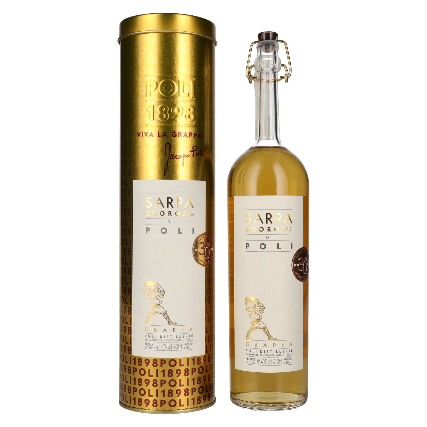 Poli Grappa Sarpa Oro di Poli 40% Vol. 0,7l in Giftbox