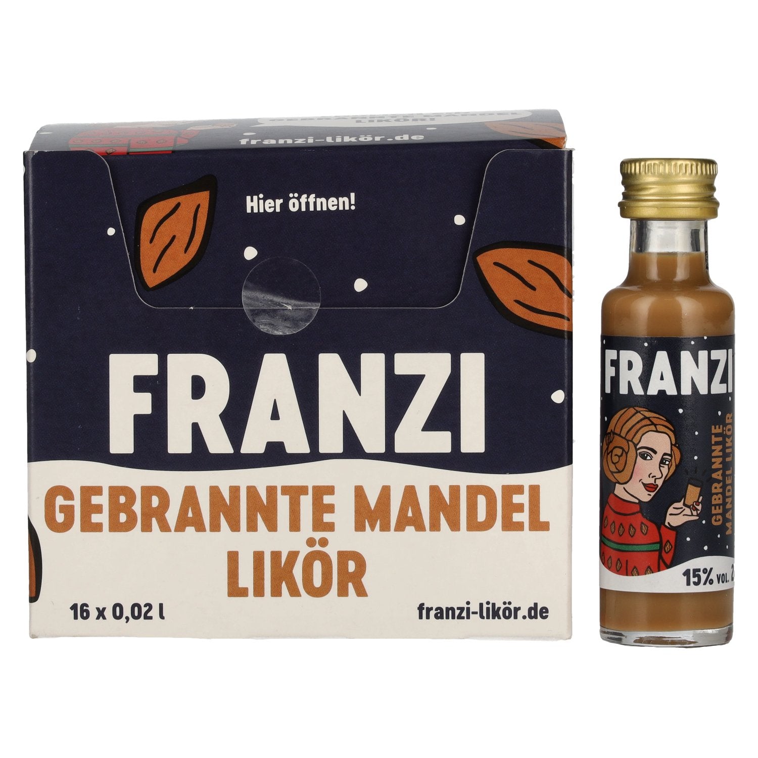 Franzi Gebrannte Mandel Likoer 15% Vol. 16x0,02l