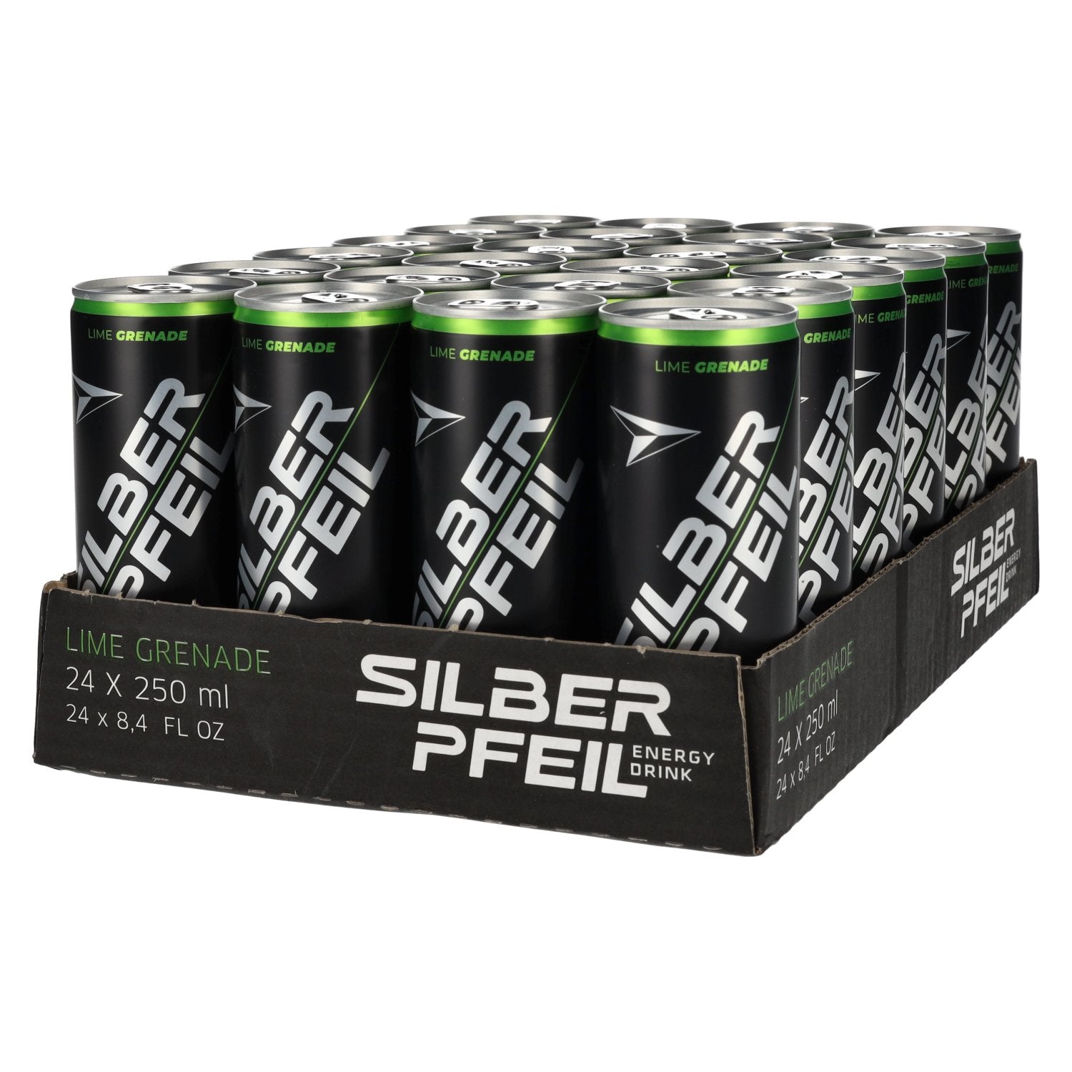 SILBERPFEIL Energy Drink LIME GRENADE Capo Edition 24x0,25l Dosen Pfand