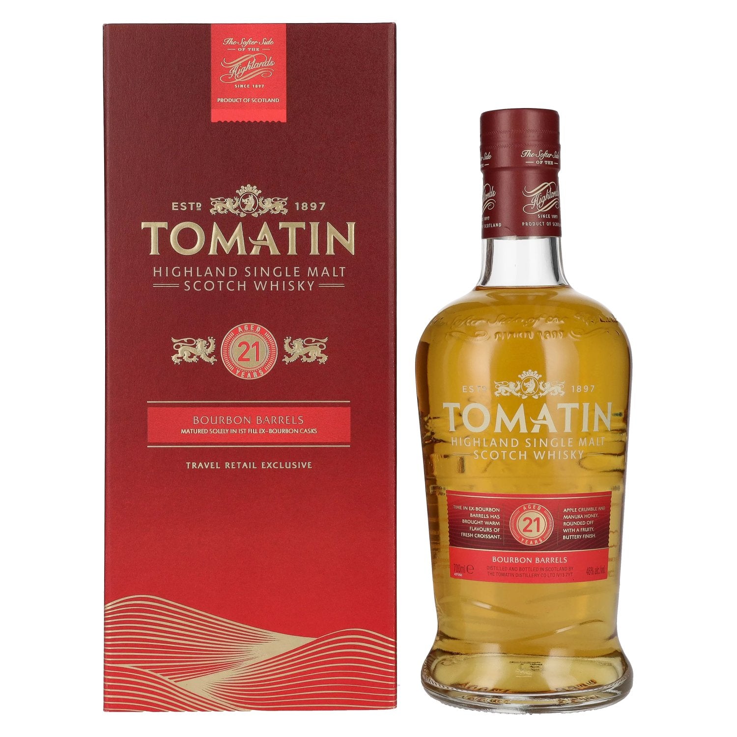 Tomatin 21 Years Old BOURBON CASKS Travel Retail Exclusive 46% Vol. 0,7l in Giftbox