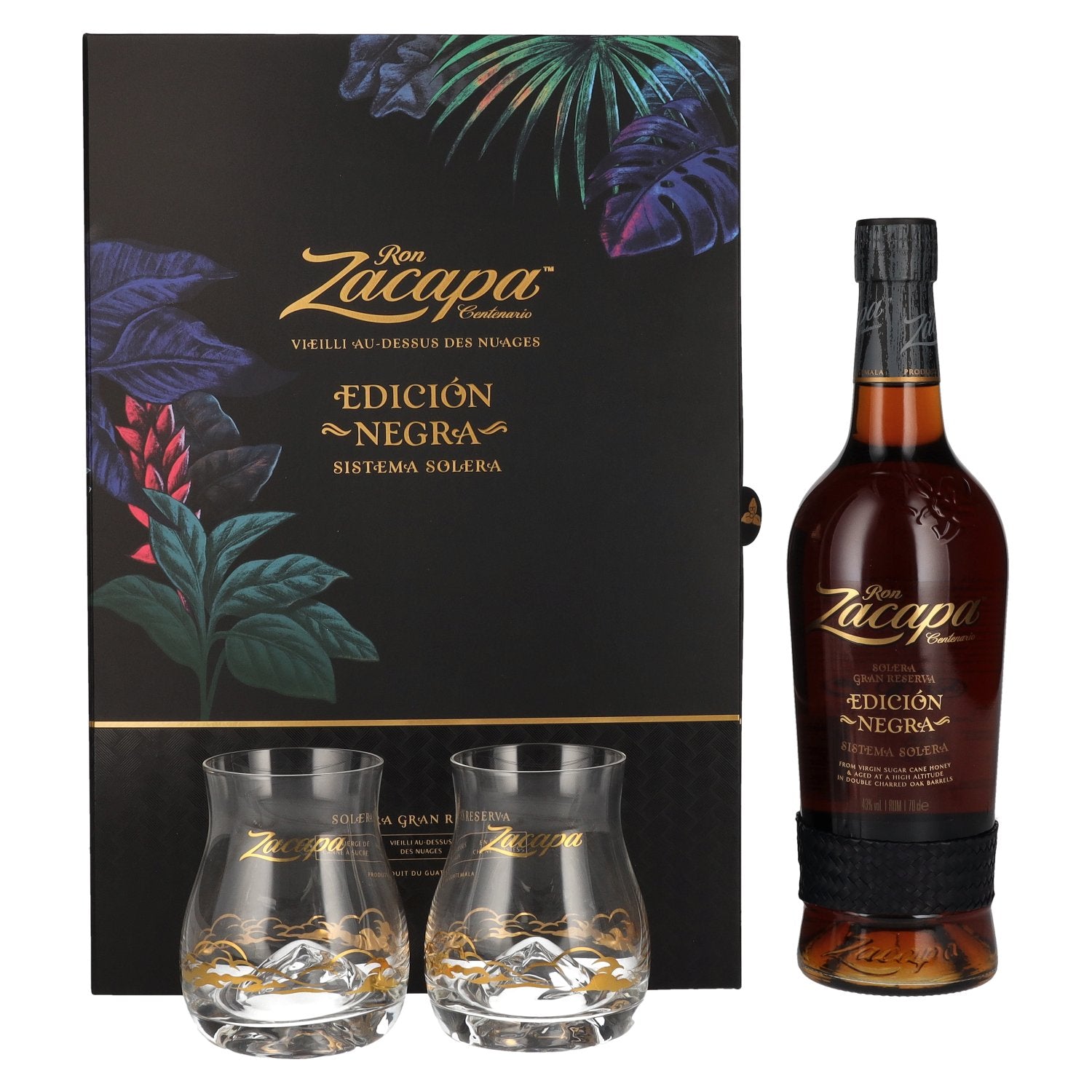 Ron Zacapa Centenario EDICION NEGRA Sistema Solera Gran Reserva 43% Vol. 0,7l in Giftbox with 2 glasses