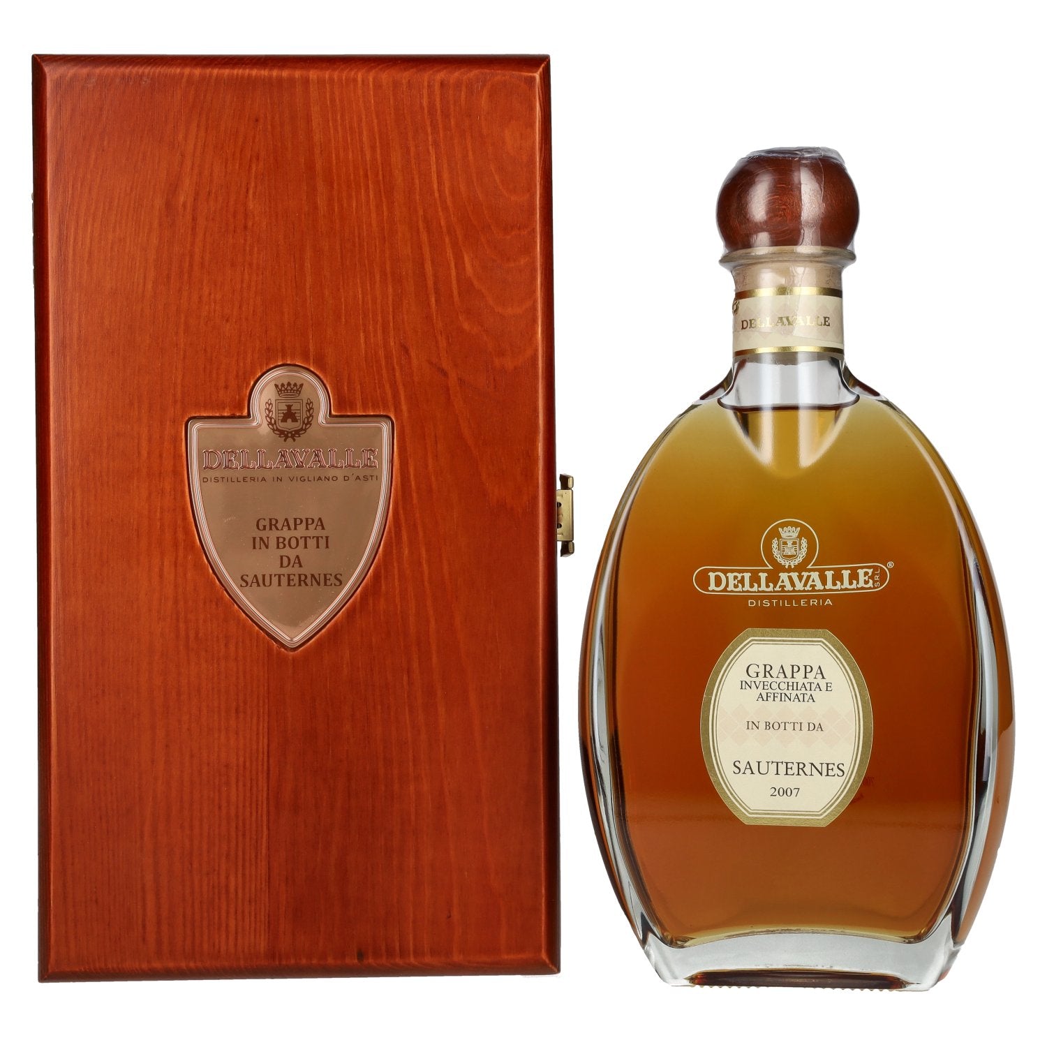 Dellavalle Grappa Affinata in botti da SAUTERNES 2007 42% Vol. 0,7l in Holzkiste