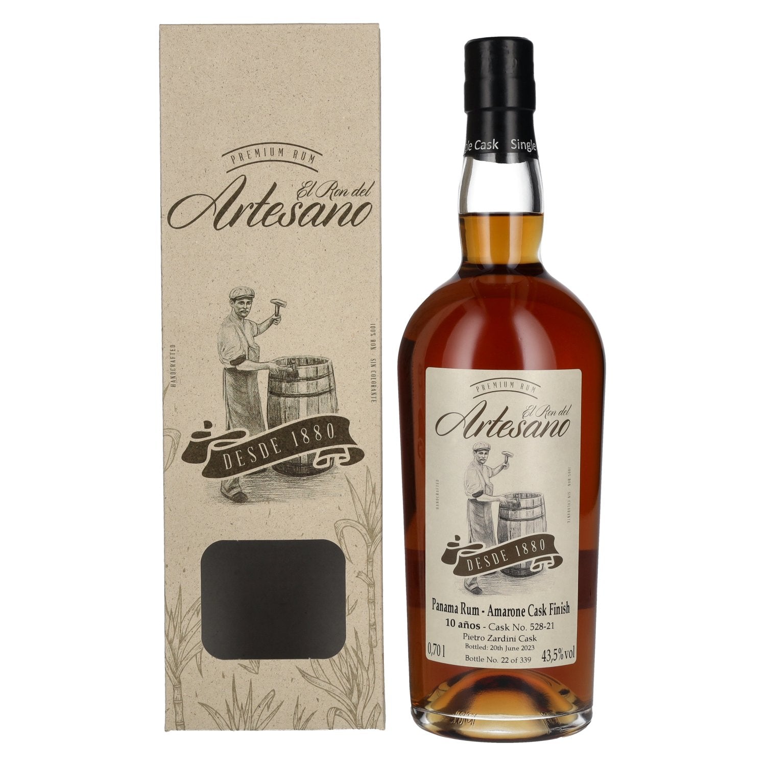 El Ron del Artesano 10 anos Panama Rum AMARONE CASK FINISH 43,5% Vol. 0,7l in Giftbox