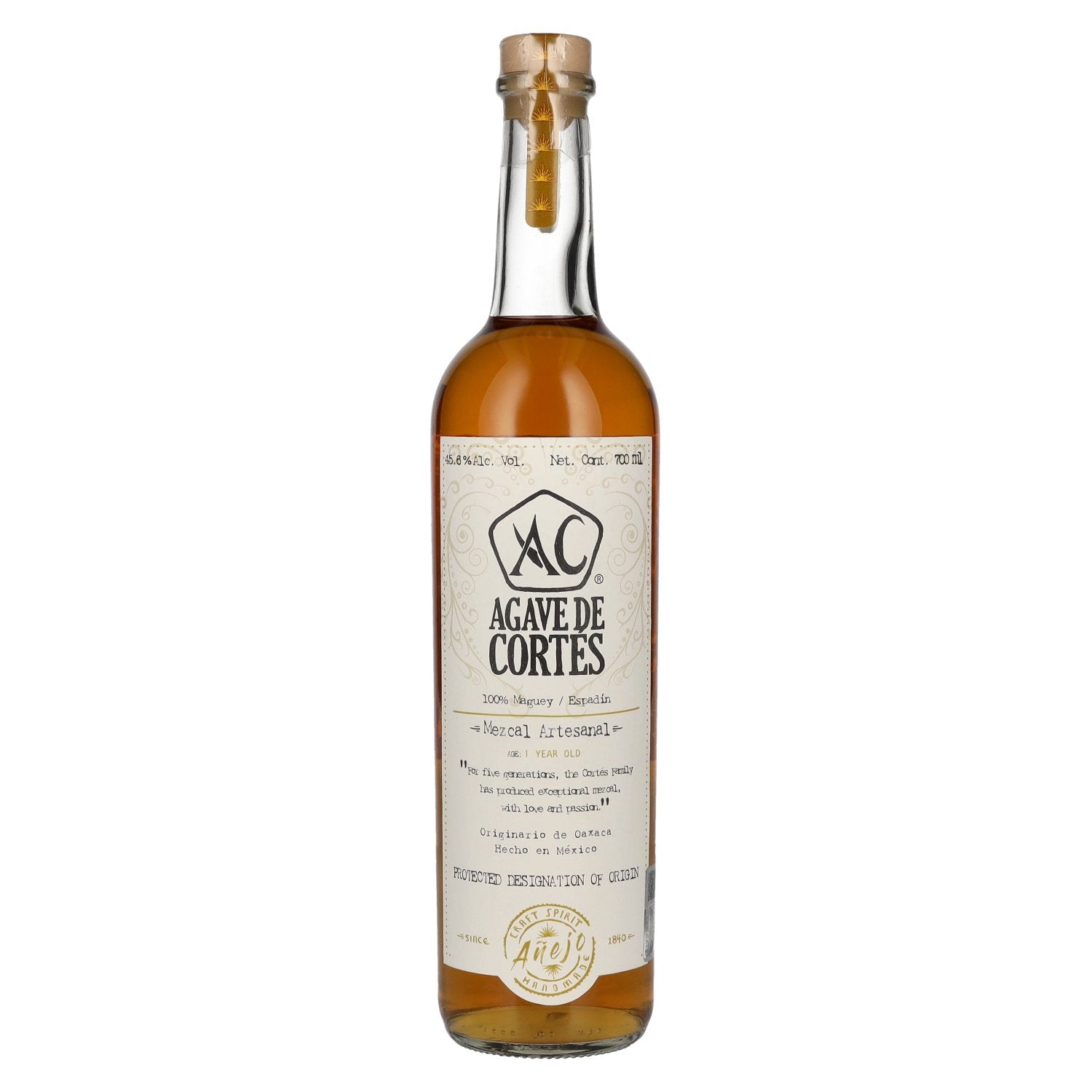 Agave de Cortes Mezcal Artesanal ANEJO 45,6% Vol. 0,7l