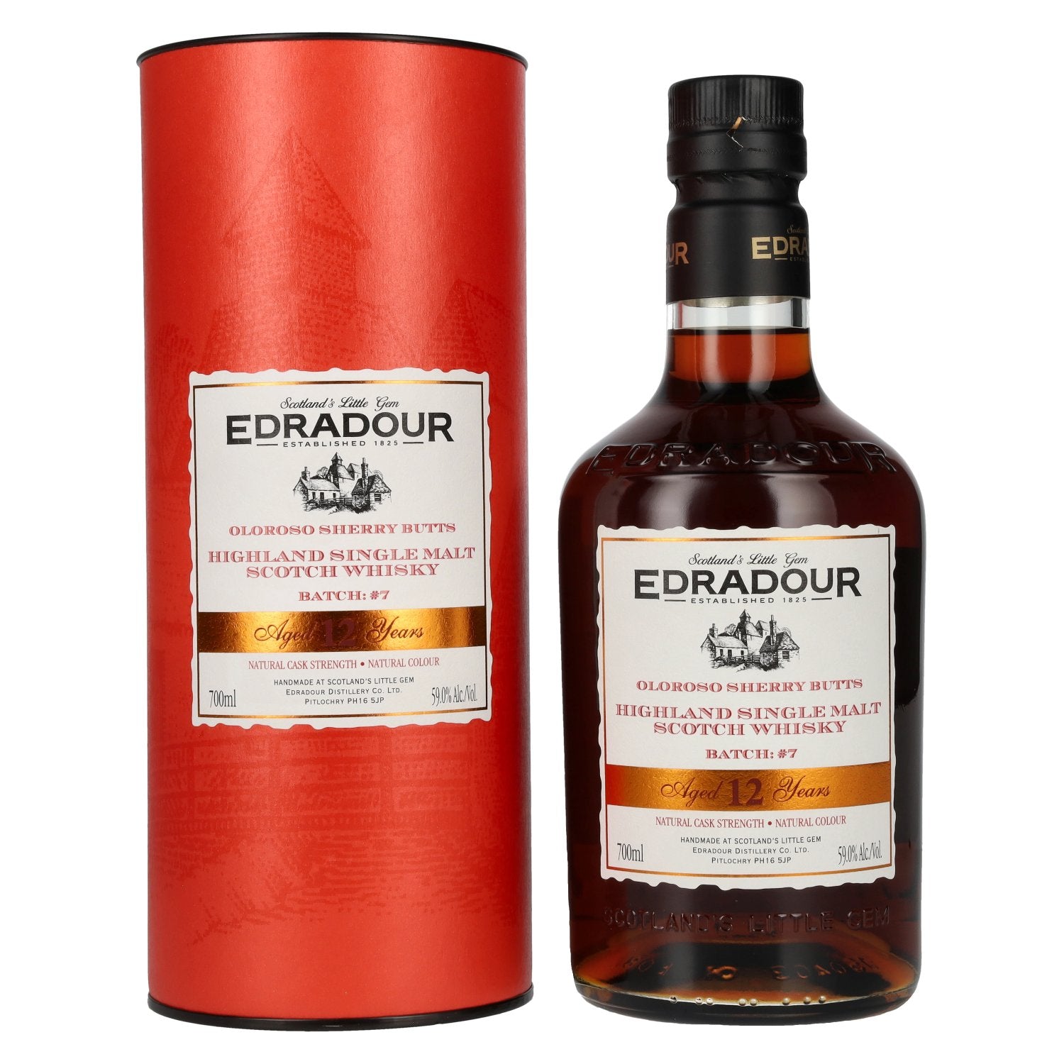 Edradour 12 Years Old Oloroso Sherry Single Malt Whisky Natural Cask Strength #7 59% Vol. 0,7l in Giftbox