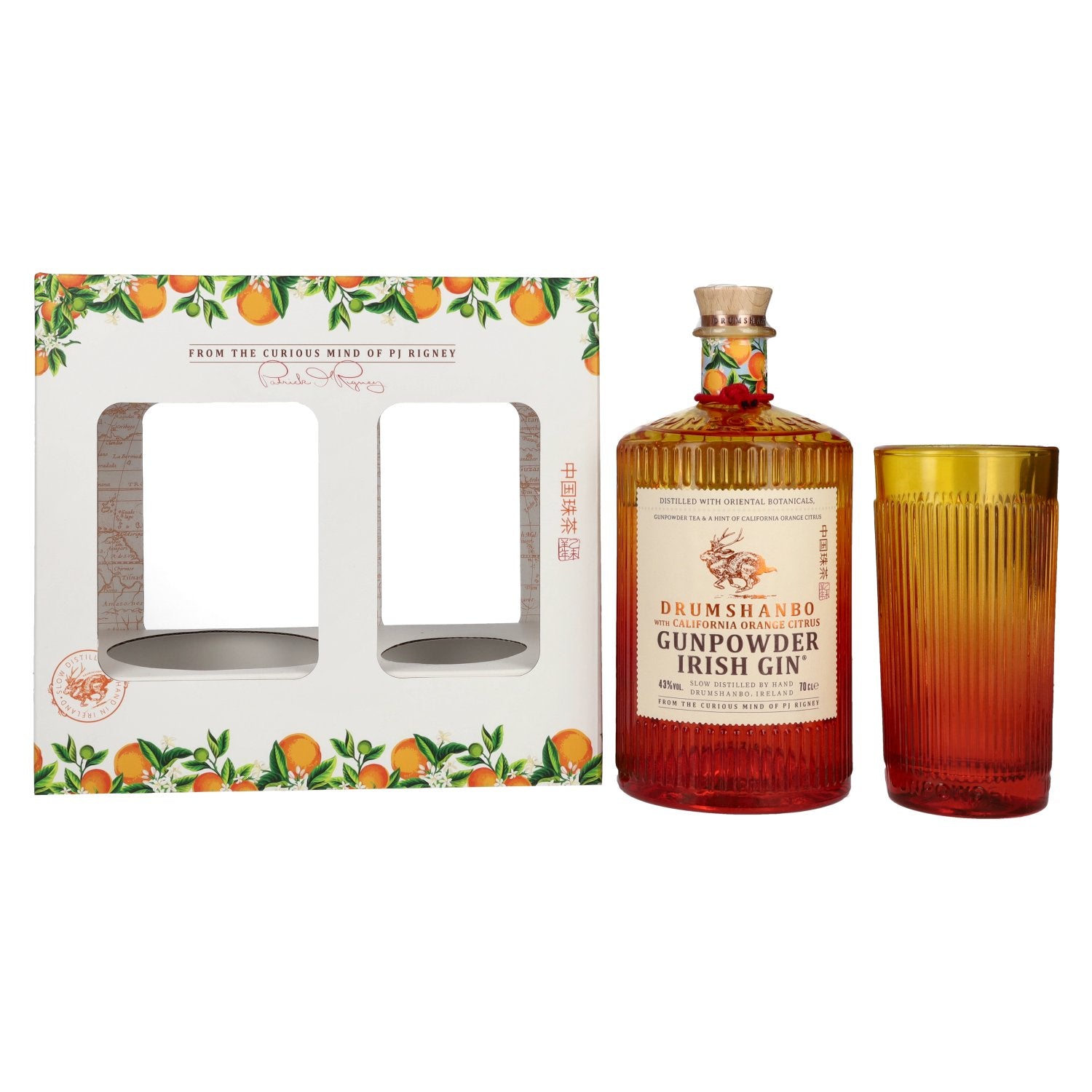 Drumshanbo Gunpowder Irish Gin with California Orange Citrus 43% Vol. 0,7l in Giftbox with glass