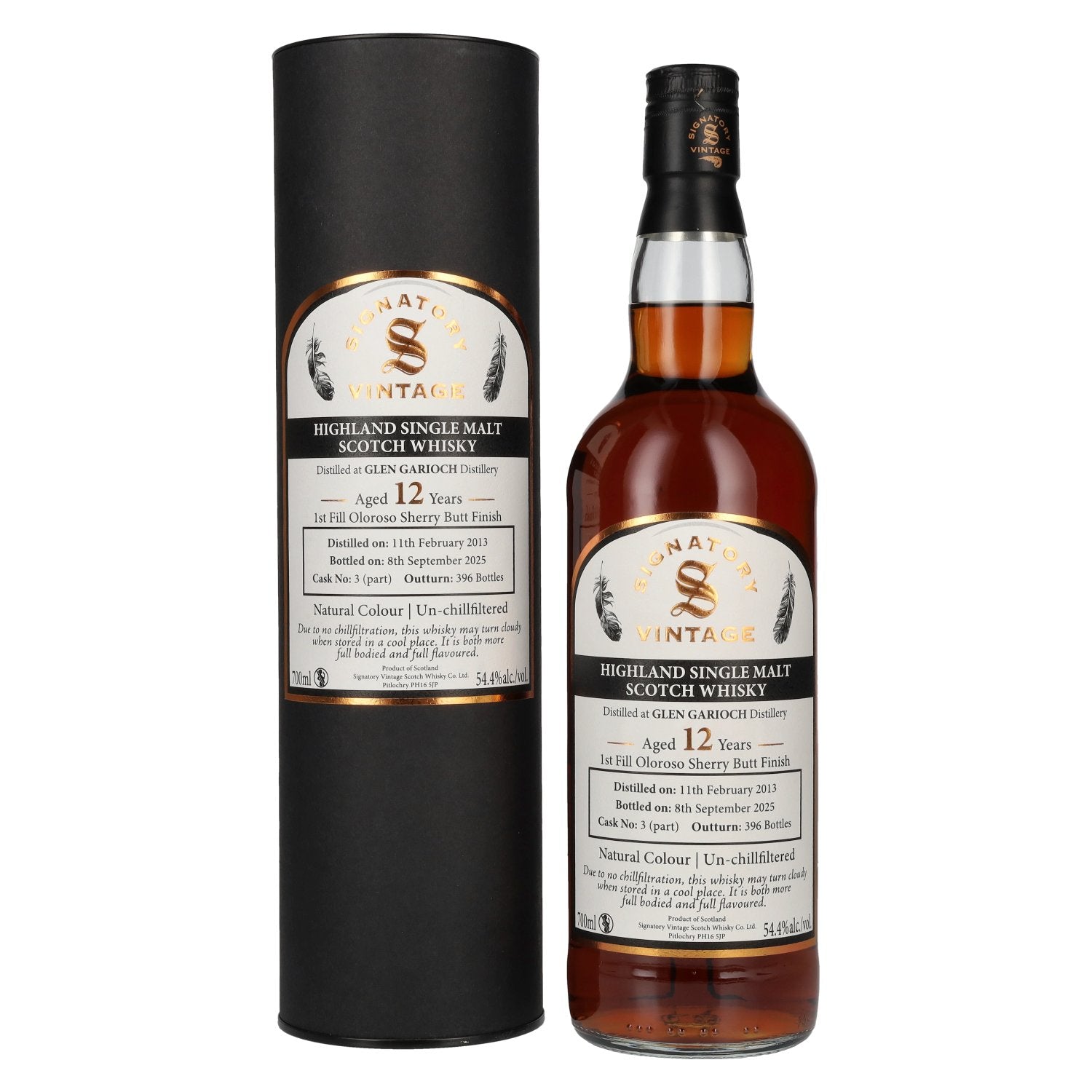 Signatory Vintage GLEN GARIOCH 12 Years Old 1st Fill Oloroso Sherry Butt Finish Cask # 3 54,4% Vol. 0,7l in Giftbox