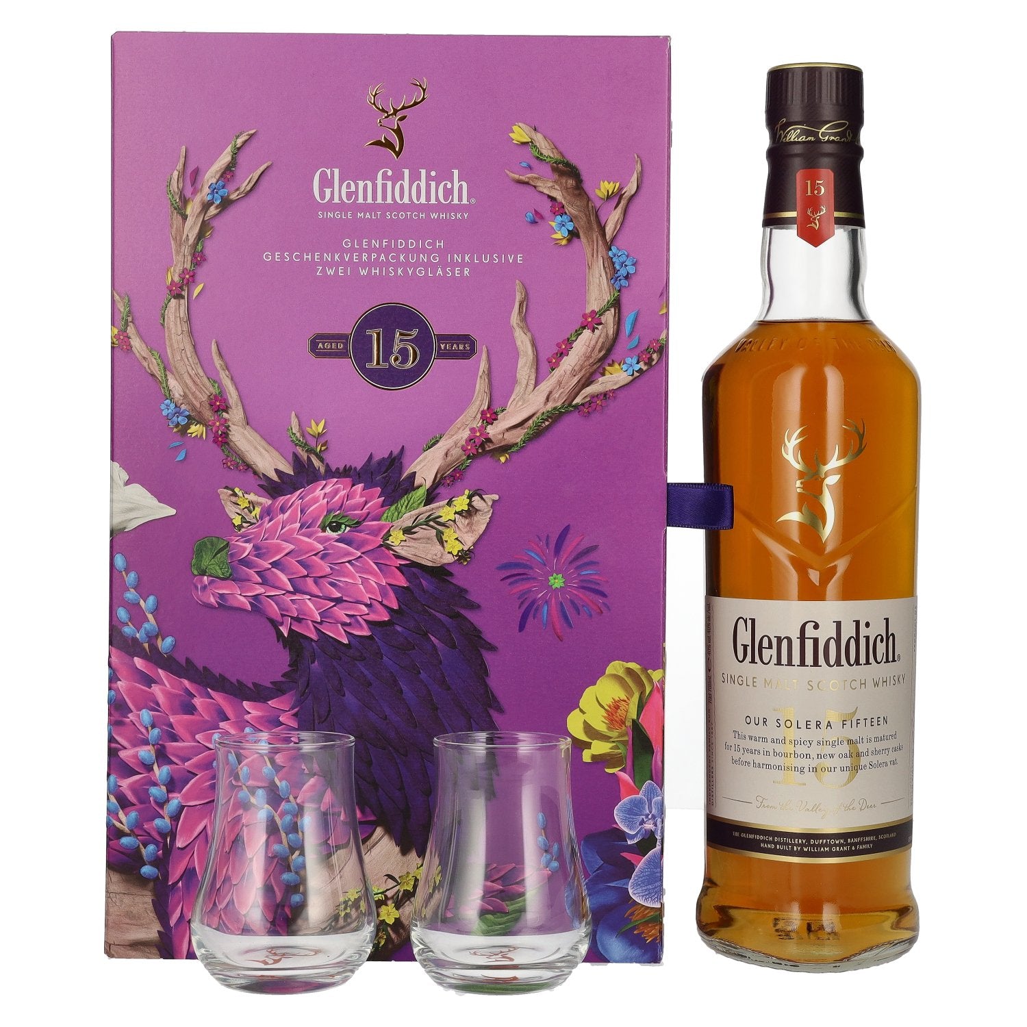 Glenfiddich 15 OUR SOLERA Single Malt Scotch Whisky 40% Vol. 0,7l in Giftbox with 2 glasses