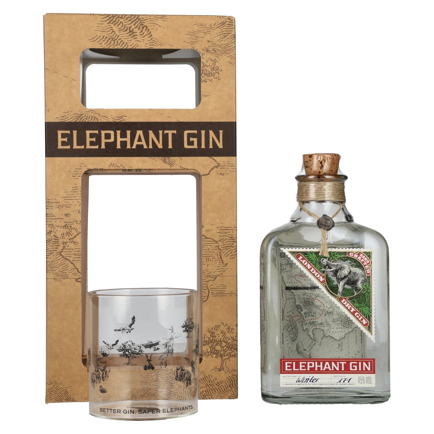 Elephant London Dry Gin 45% Vol. 0,5l in Giftbox with glass