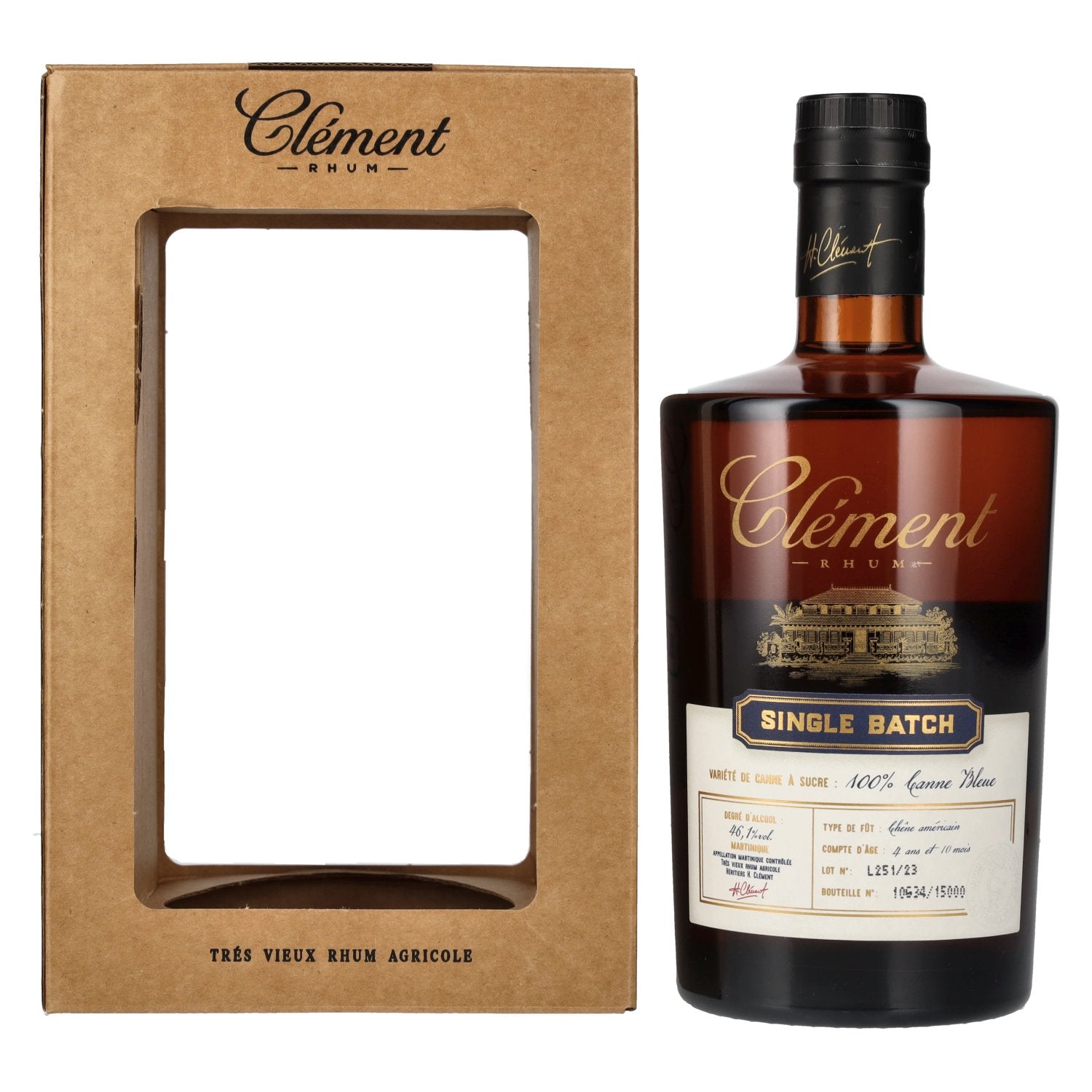 Clement Tres Vieux Rhum Agricole SINGLE BATCH 100% Canne Bleue 46,1% Vol. 0,5l in Giftbox