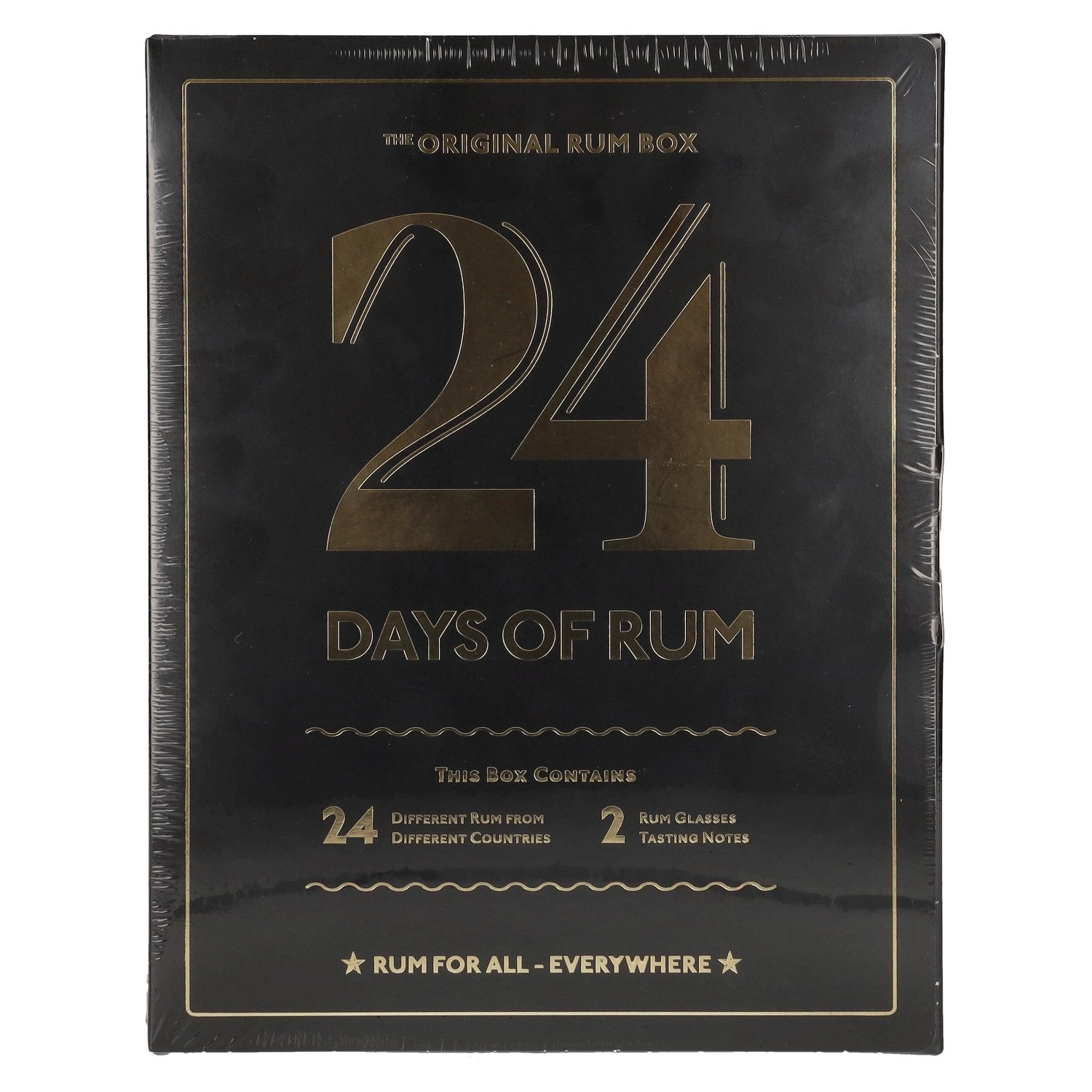 24 DAYS OF RUM The Original Rum Box Black Edition 41,3% Vol. 24x0,02l in Giftbox with 2 Nosing glasses