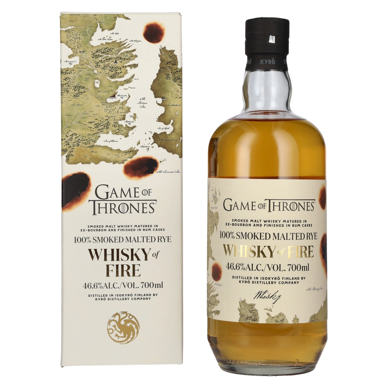 KYROe GAME OF THRONES Whisky of FIRE 100% Smoked Malted Rye 46,6% Vol. 0,7l in Giftbox