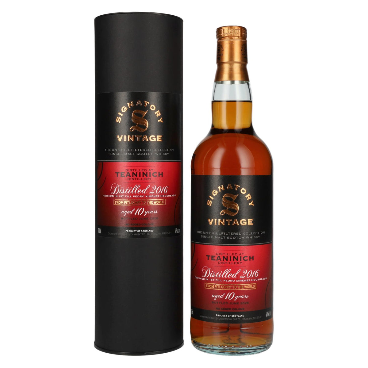 Signatory Vintage TEANINICH 10 Years Old The Un-Chillfiltered 2016 46% Vol. 0,7l in Giftbox