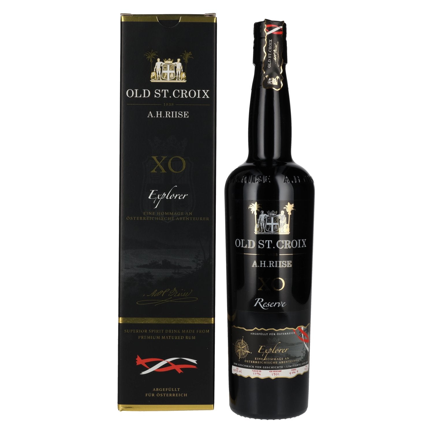 A.H. Riise XO Old St. Croix Explorer Reserve 40% Vol. 0,7l in Giftbox