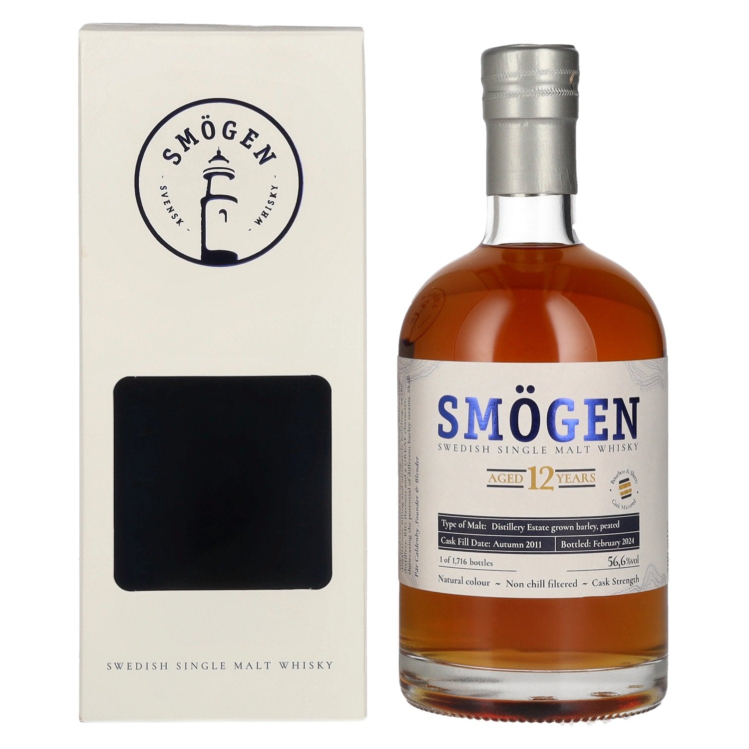 SMOeGEN 12 Years Old Distillery Estate Barley Swedish Single Malt Whisky 56,6% Vol. 0,5l in Giftbox