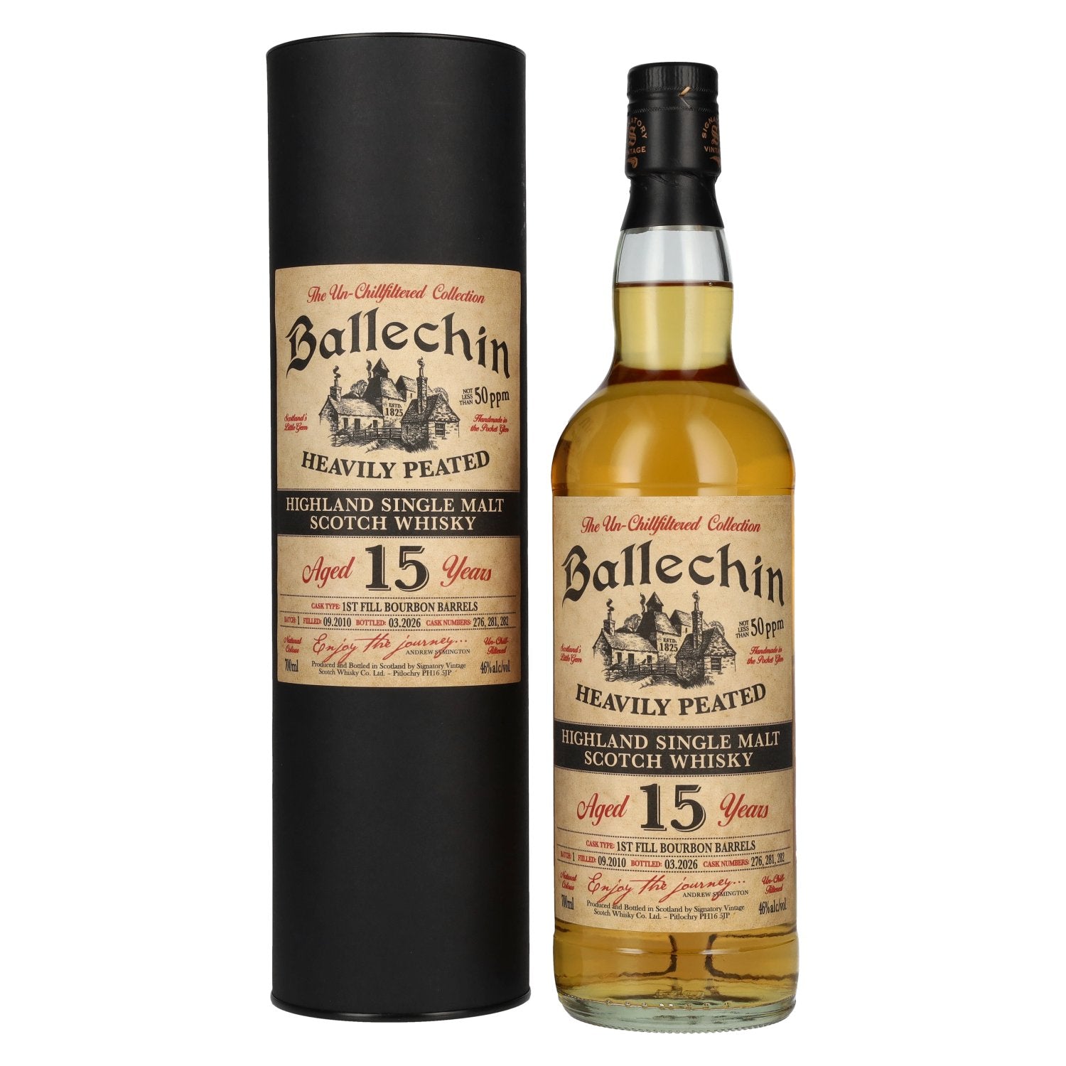 Signatory Vintage BALLECHIN 15 Years Old The Un-Chillfiltered 2010 46% Vol. 0,7l in Giftbox