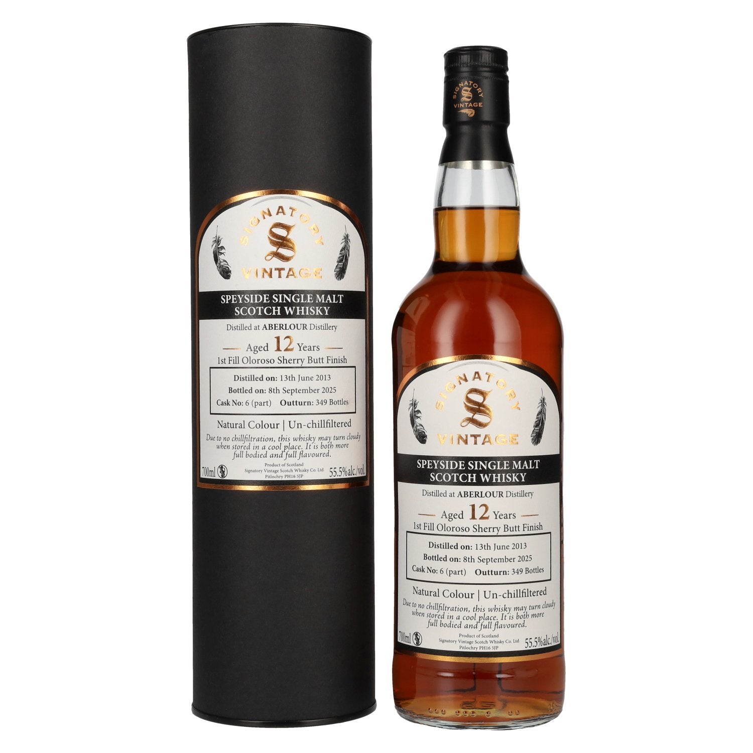 Signatory Vintage ABERLOUR 12 Years Old 1st Fill Oloroso Sherry Butt Finish Cask # 6 55,5% Vol. 0,7l in Giftbox