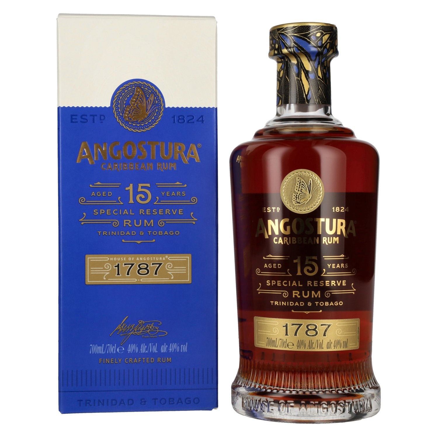 Angostura 1787 15 Years Old Super Premium Rum 40% Vol. 0,7l in Giftbox