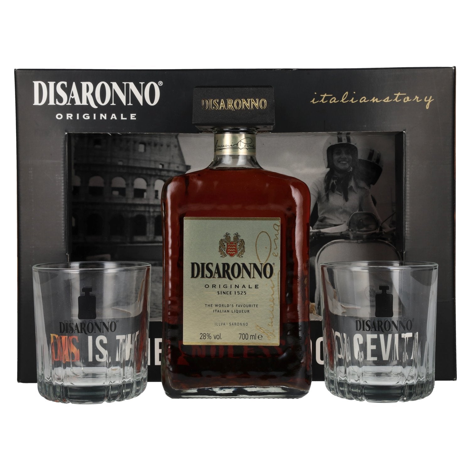 Disaronno Originale 28% Vol. 0,7l in Giftbox with 2 glasses